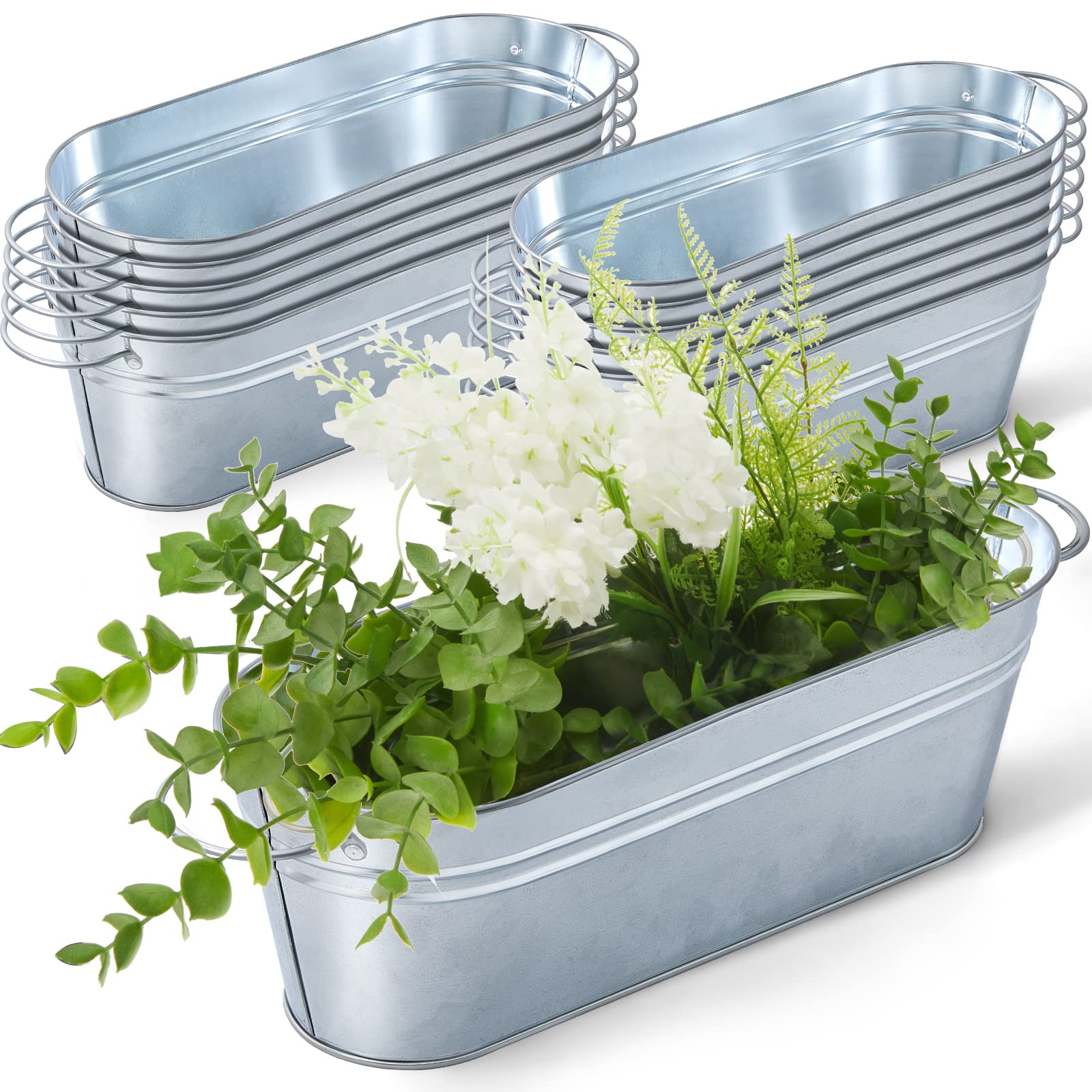 Amazon.com : Gejoy 12 Pcs Small Galvanized Oval Planters With