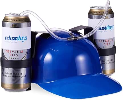 Relaxdays Party Trinkhelm, Helm mit Schlauch, für 2 Dosen Bier, Spaßartikel Fasching u. Fußball, Blau Relaxdays Party Trinkhelm, Helm mit Schlauch, für 2 Dosen Bier, Spaßartikel Fasching u. Fußball, Blau