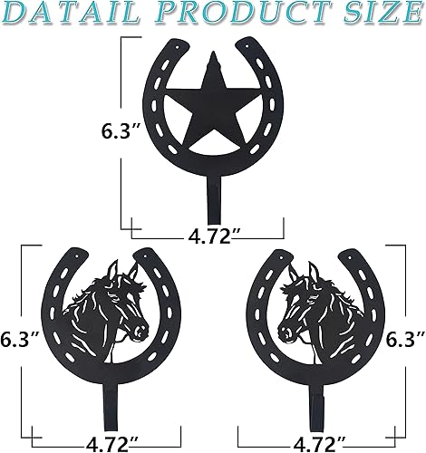 Miniatura 4 de 3 ganchos de cabeza de caballo de rancho rústico con forma de estrella de caballo, ganchos para llaves, ganchos de herradura para toalla, gancho