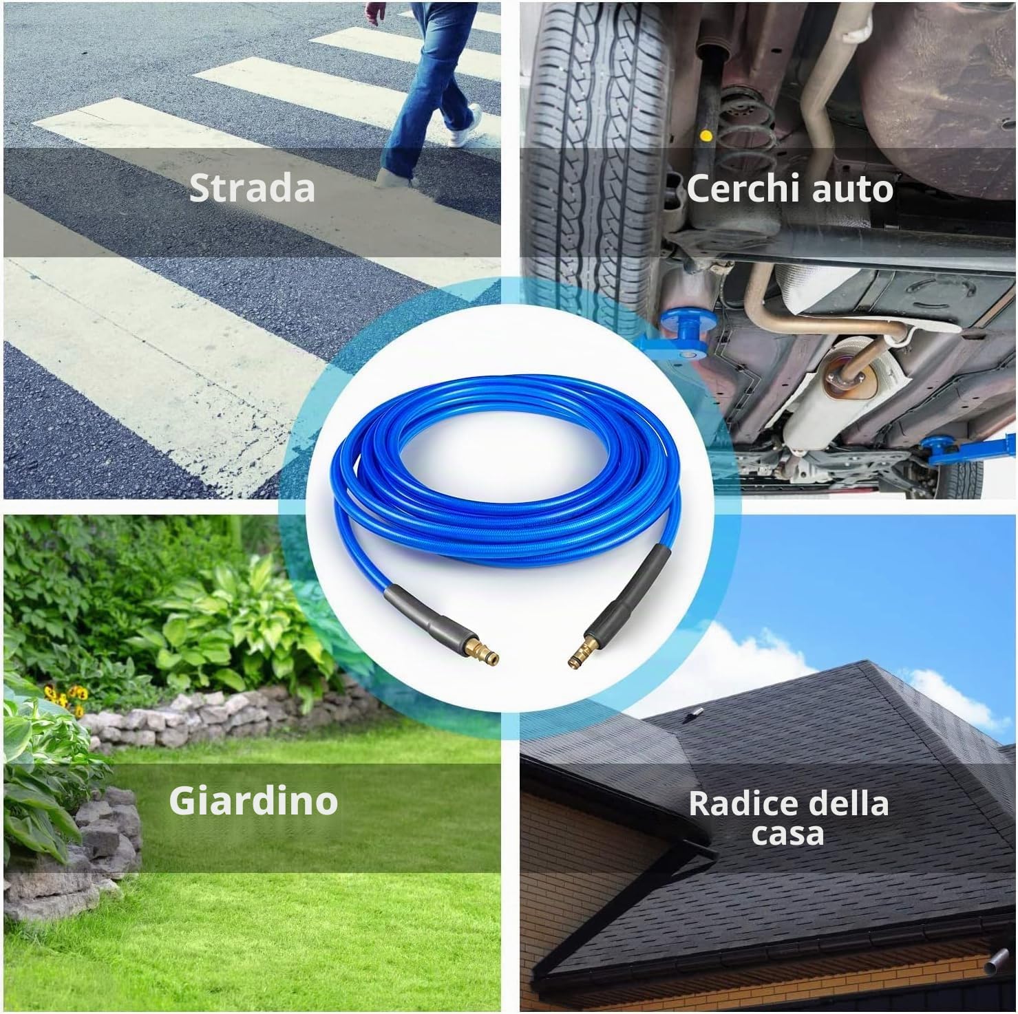 Tubo di ricambio per idropulitrice ad alta pressione da 30 m per Karcher K2 K3 K4 K5 K6 K7, kit di pulizia di scarico con connettore rapido blu 180 bar