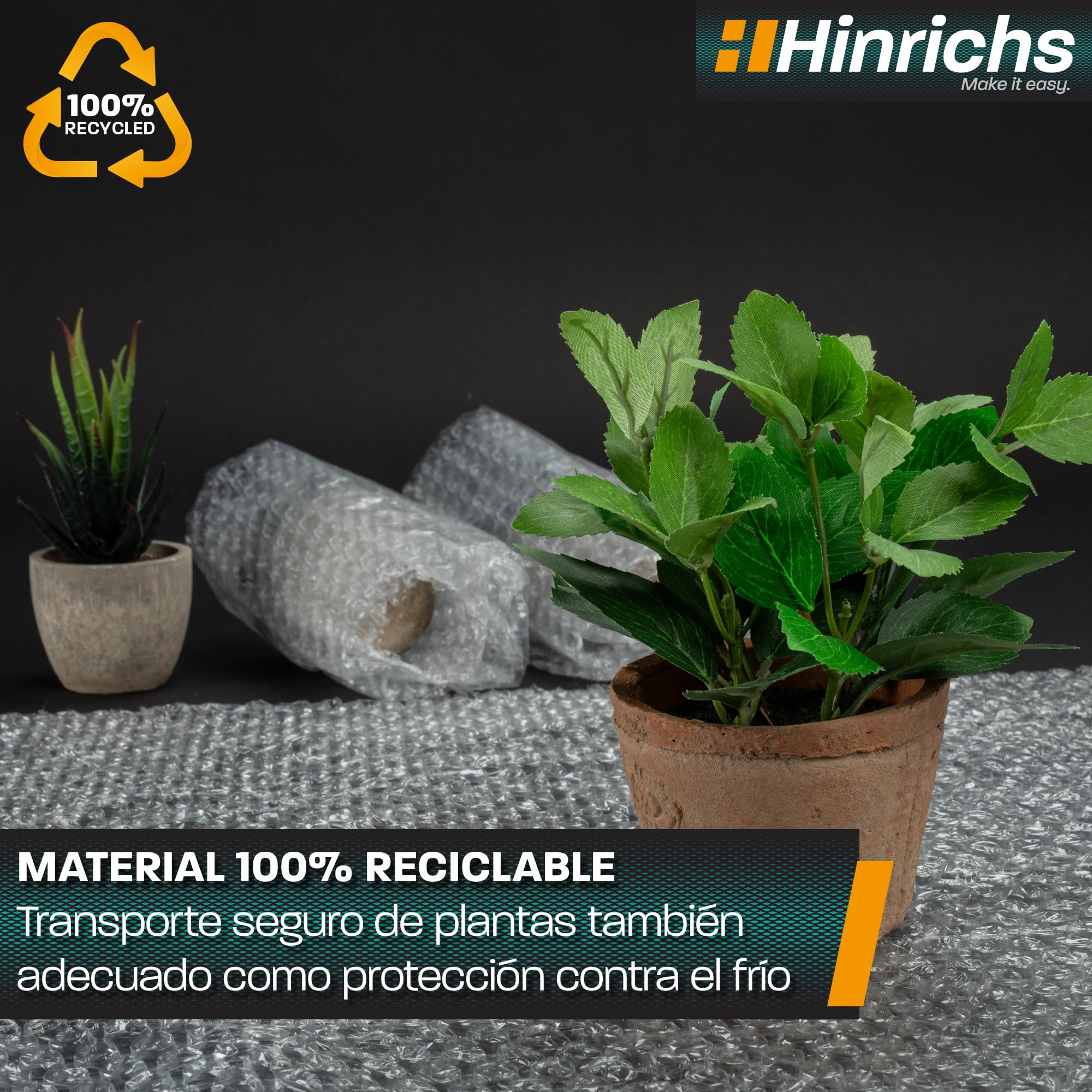 Hinrichs Rollo de Papel Burbujas 10m x 40cm - Ideal para Envíos, Embalajes y Mudanzas - 100% Reciclable - Plástico de Burbujas como Material de Embalaje - Material de Amortiguación