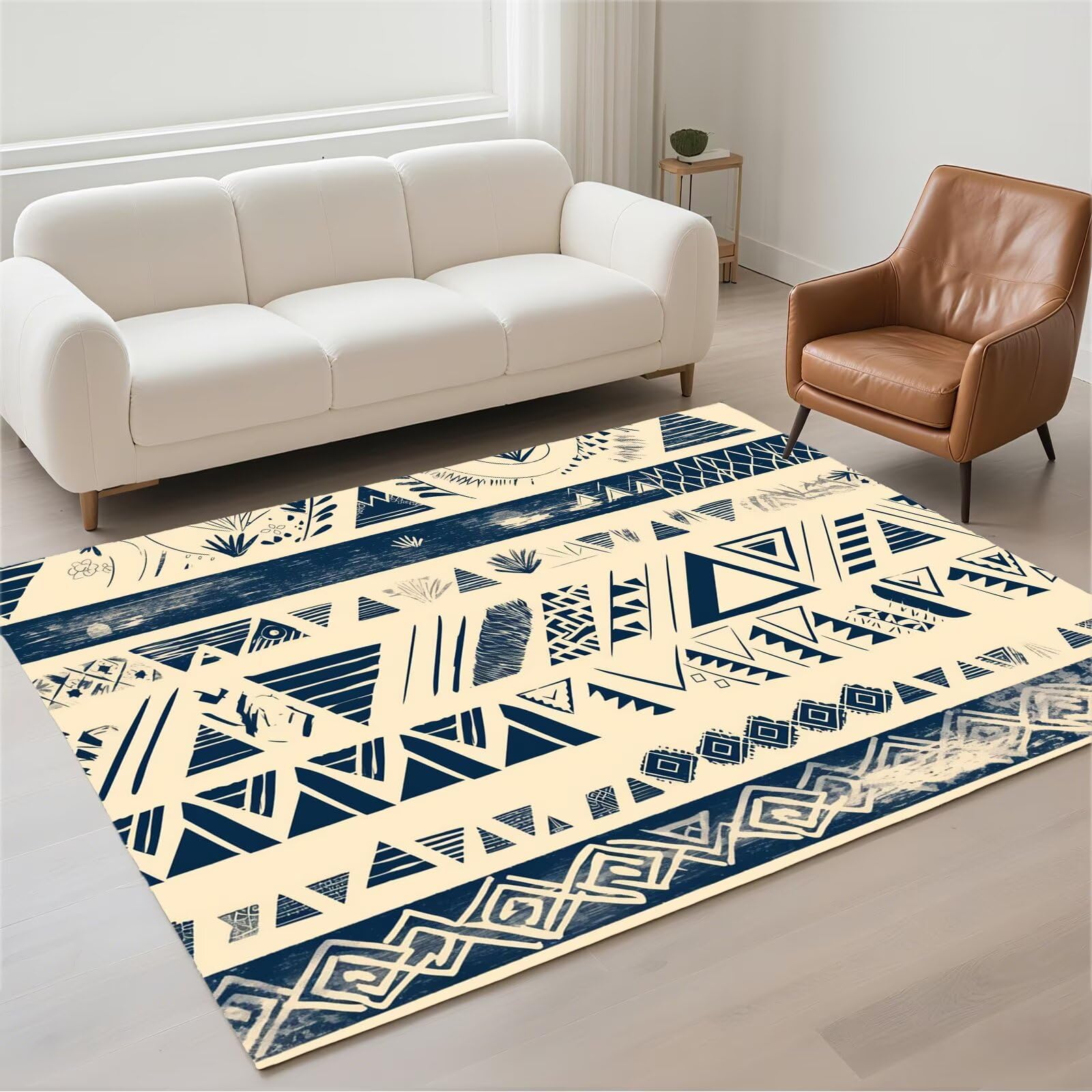 Tapis de salon 160x230cm geometry moderne lavable et grand tapis de couloir