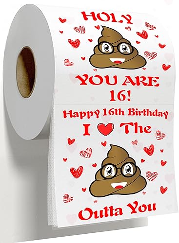 Papel higiénico de cumpleaños 16, decoraciones de cumpleaños de 16, dulces recuerdos de decoraciones de fiesta de 16, regalos y decoraciones para
