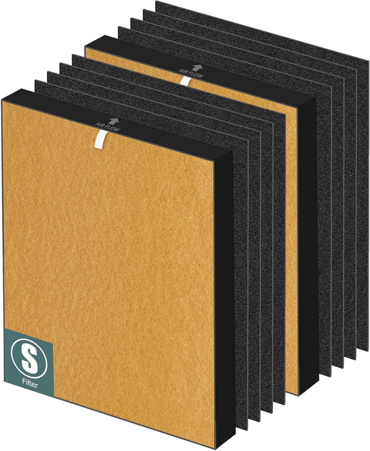 C545 HEPA Pet Allergy Replacement Filter S for Winix C545 Air Purifier,2 x H13 True HEPA Filters + 8 x Activated Carbon Pre-Filters,Part 1712-0096-00 and 2522-0058-00 Yellow - Pet Allergy Filter 2 HEPA Filters + 8 Carbon Pre-Filters