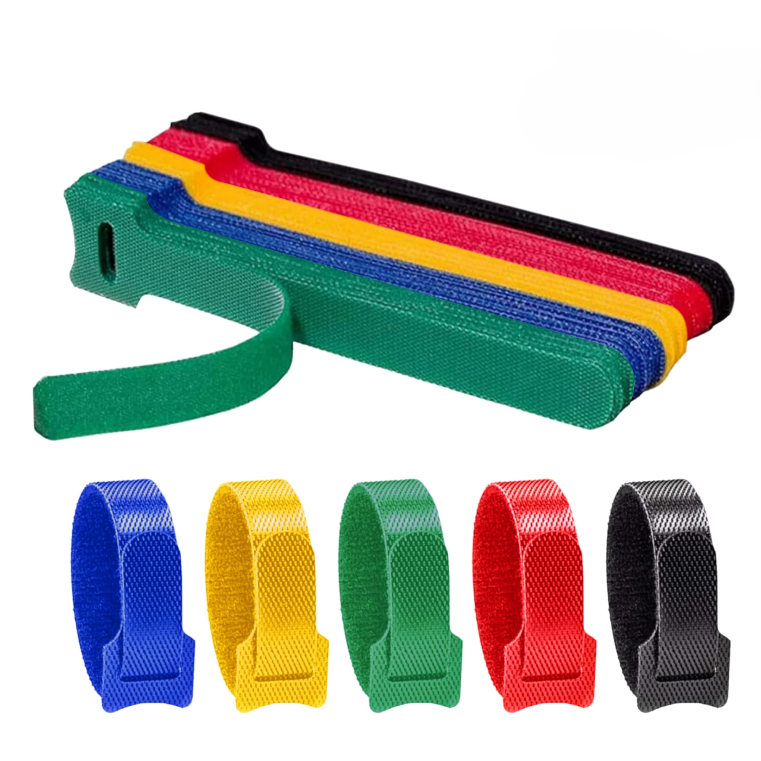 Storite 50 Piece Cable Organizer Hook & Loop Tape-Wire/Cord Holder Management Strap-Reusable Hook & Loop Ties for PC, TV, Desk, WFH Accessories (6 inch,Multi Colour)