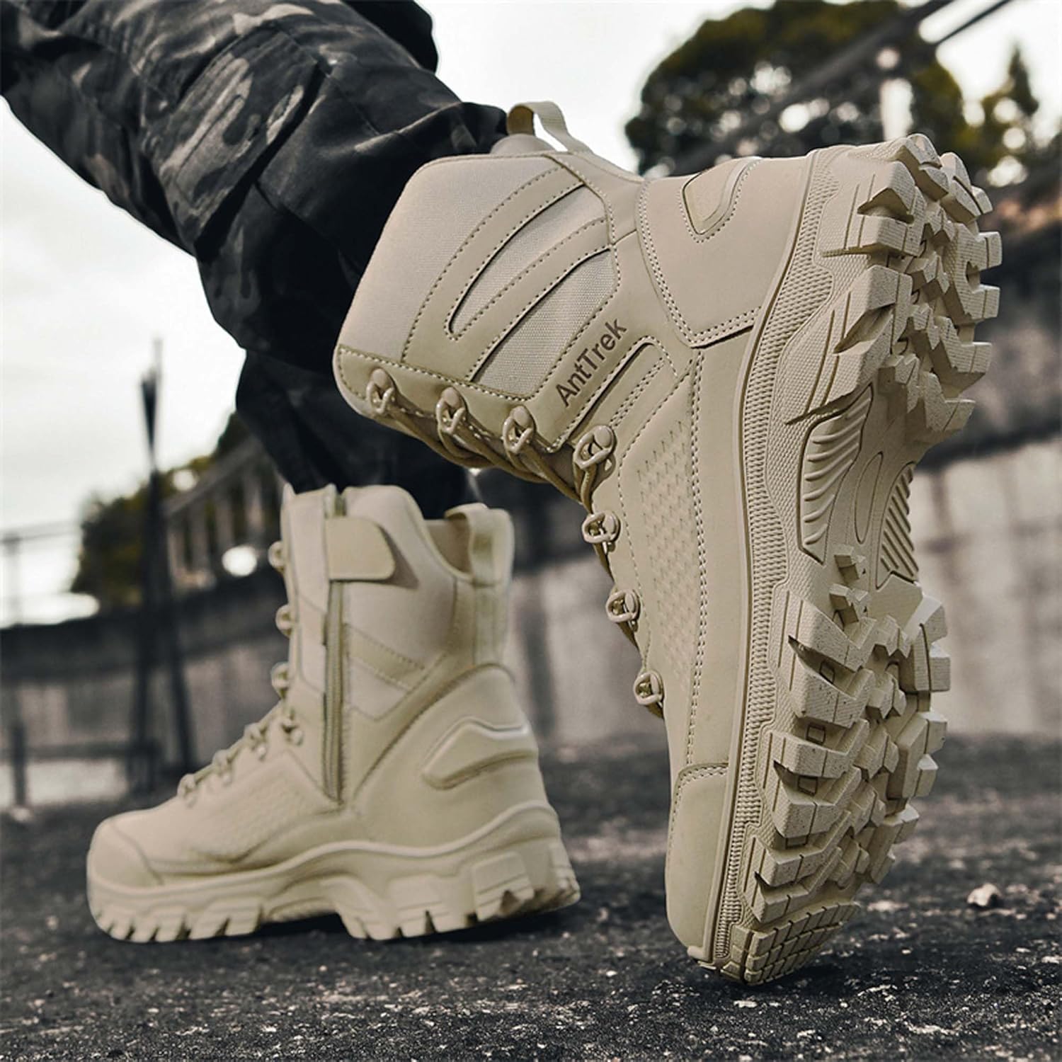 Men's Military Tactical Boots Fashionable Outdoor Mountain Climbing Off-Road Camping Jungle Hunting Desert Hiking Boots Anti Slip High Top Casual Sports Shoes