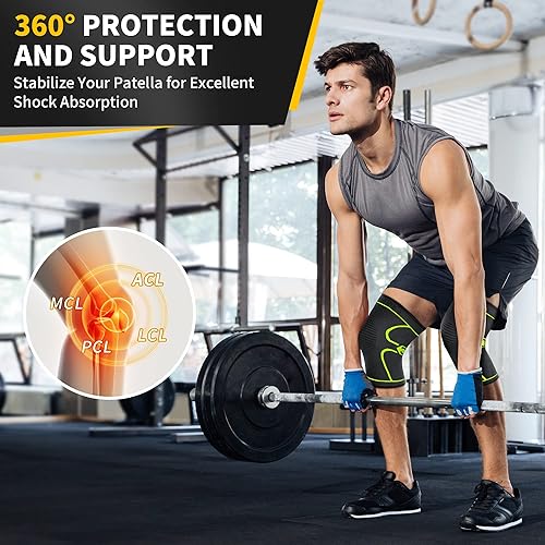 Vista 32 de CAMBIVO - 2 rodilleras de compresión y soporte unisex para dolor de rodillas, rotura de meniscos o lesión de LCA, artritis, alivio del dolor Negro