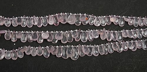 Piedra preciosa semipreciosa de cuarzo rosa natural de 11 x 7 a 0.827 x 0.394in, grado AAA, 8 pulgadas de largo, hebras de cuentas de piedra natal