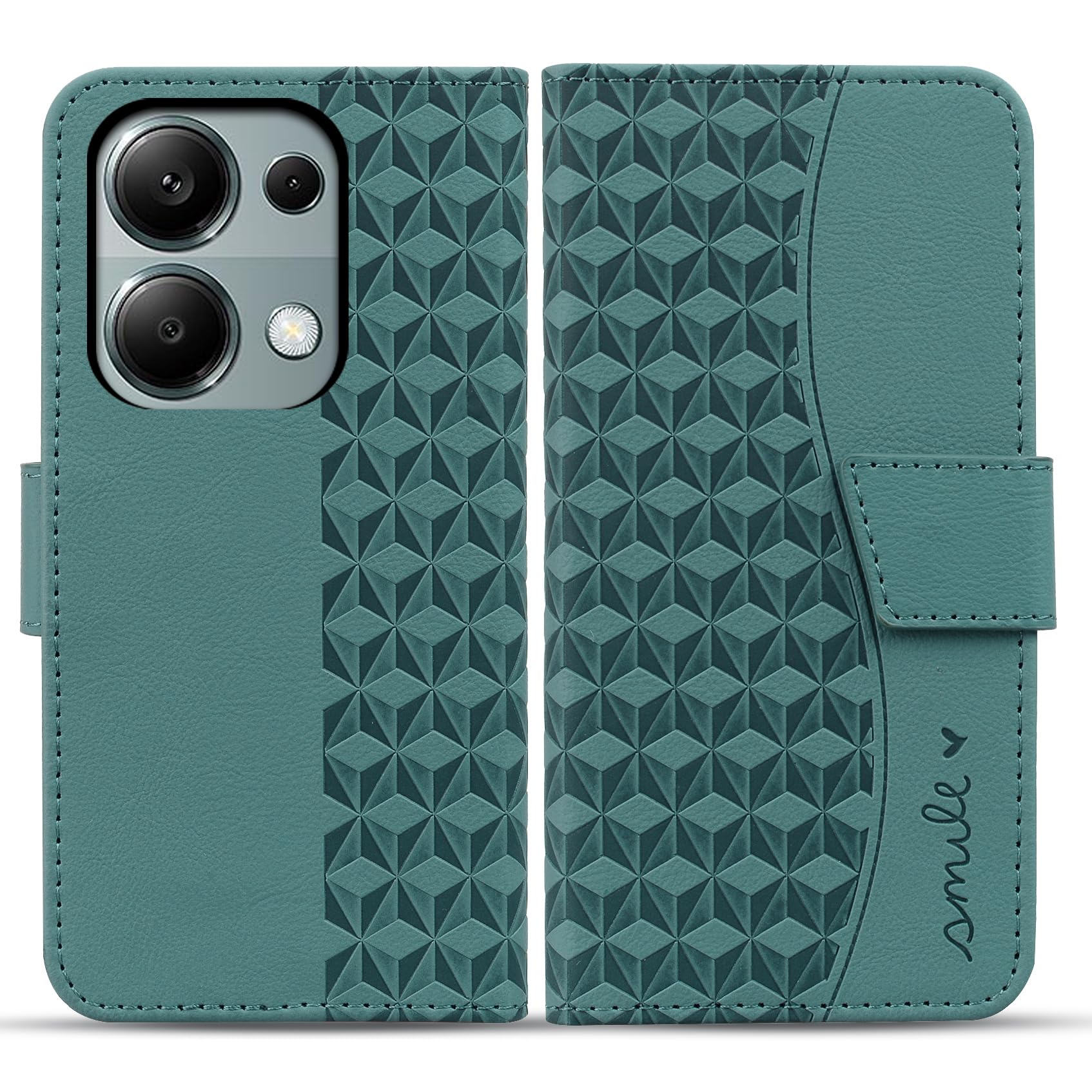 Rostsant Premium PU Leather Flip Phone Case Wallet Card Slots Protective Cover for Xiaomi Redmi Note 13 Pro 4G/Poco M6 Pro 4G Green
