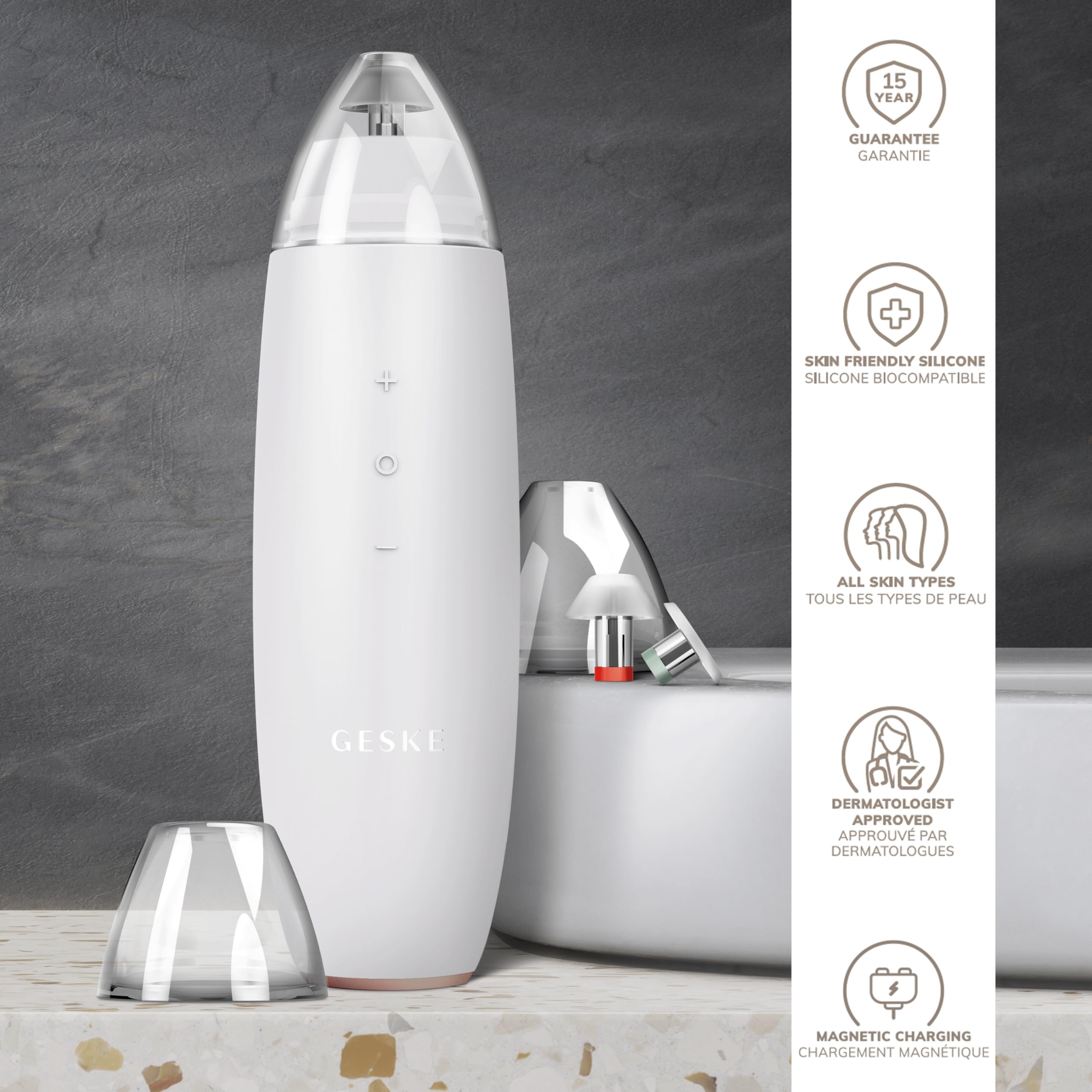 GESKE | SmartAppGuided™ MicroDermabrasion Blackhead Remover | Eliminador de puntos negros 7 en 1 | Limpiador de poros eléctrico | limpieza al vacío innovadora | herramientas de belleza