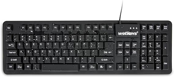 Soft-Touch Comfort Professional-Grade Full-Size Flexible Silicone Washable Keyboard (USB) (PS/2) (Black) | KBWKFC106-BK