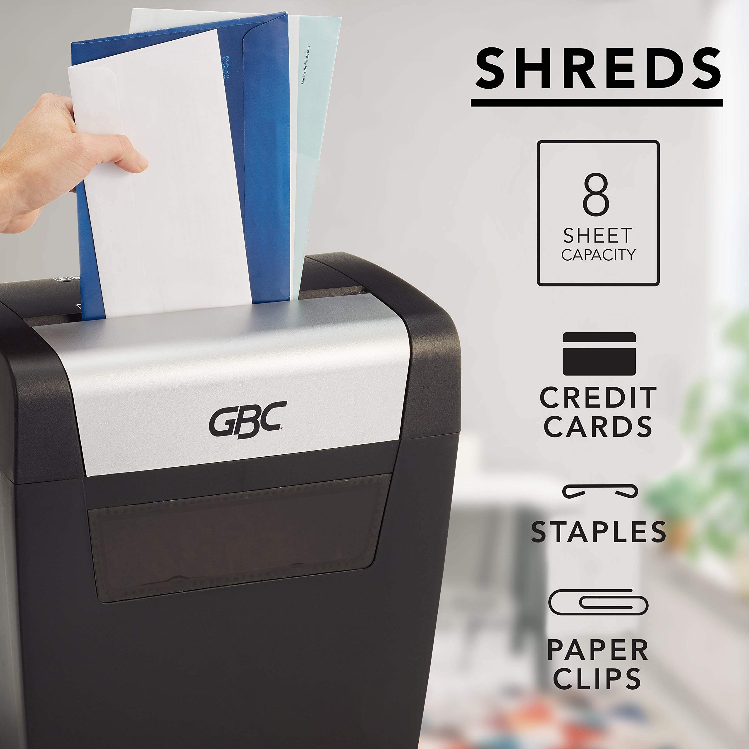 GBC ShredMaster Small Home Office Shredder, PX08-04, Cross-Cut, 8 Sheets  (1757404)