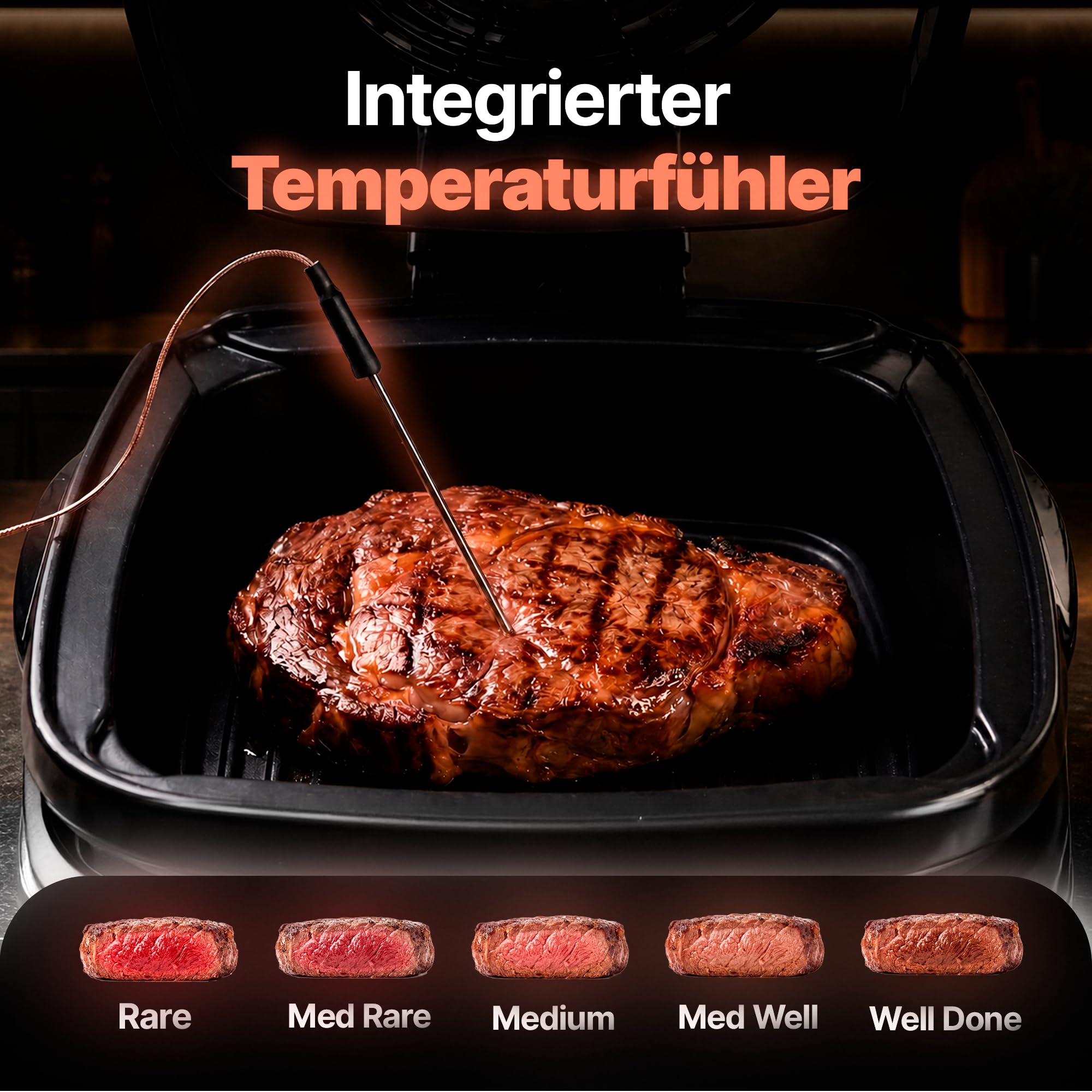 Multikocher mit Heißluftfritteuse & Grill 8L – 14 Programme, 2 Deckel (Glas & Grill), Air Fryer, Backen, Dampfgaren, Sous Vide, Dörren, Warmhalten