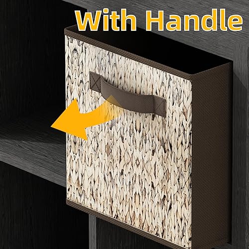 Miniatura 5 de GILLAS Paquete de 6 cubos de almacenamiento de tela. Contenedores de almacenamiento de cubo de 13 pulgadas con asa, organizadores plegables de