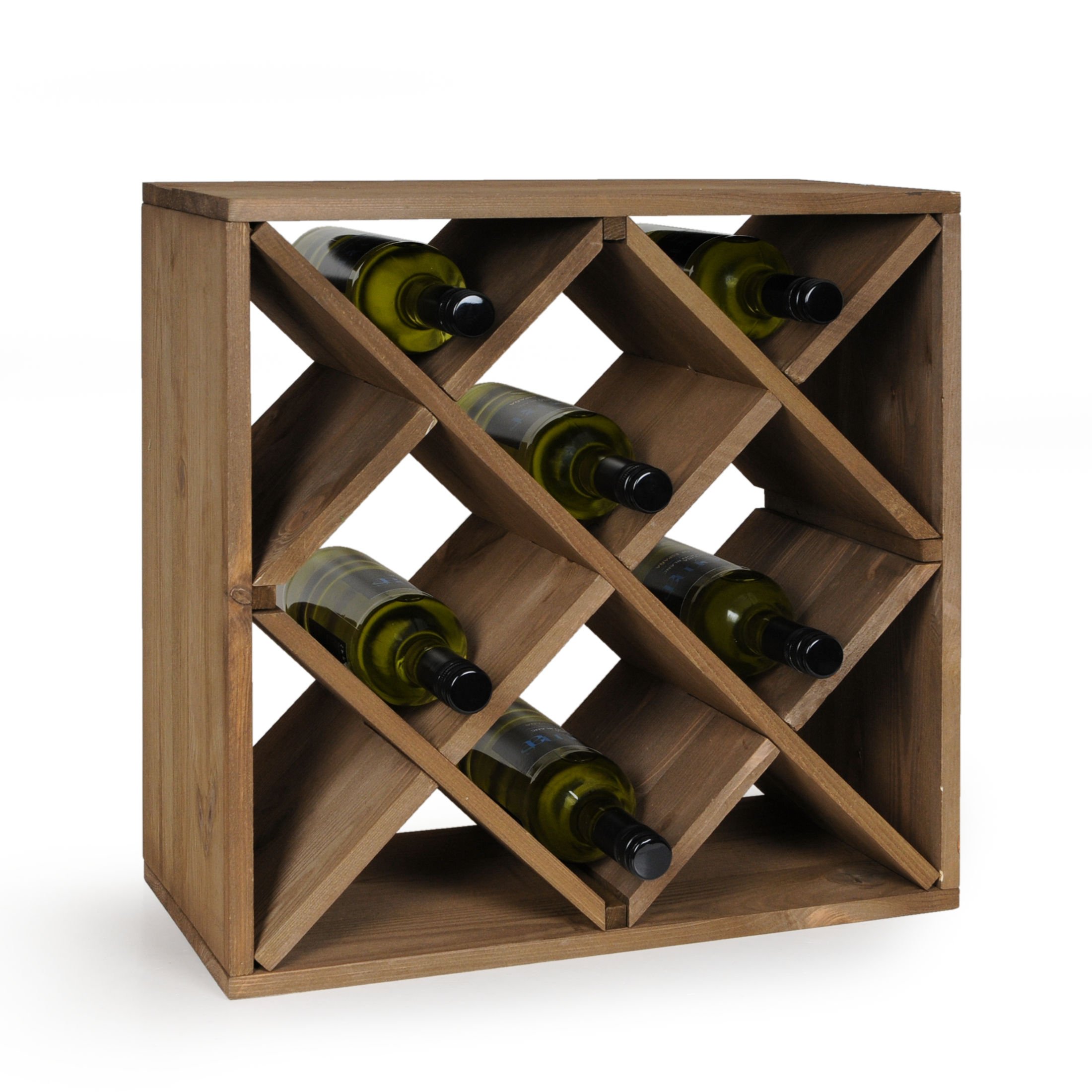 Sistema di scaffali per bottiglie di vino, in legno di abete rosso, impilabili ed estensibili, 50 x 50 x 25 cm, colore: Tabacco