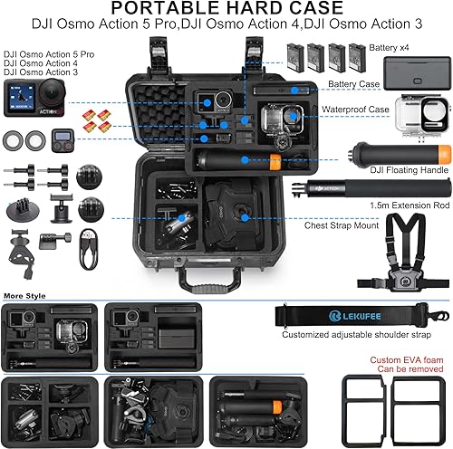 Miniatura 2 de Lekufee Funda rígida impermeable para DJI Osmo Action 6, Osmo Action 5 Pro43, combo de aventura, combo estándar y más accesorios (solo funda)