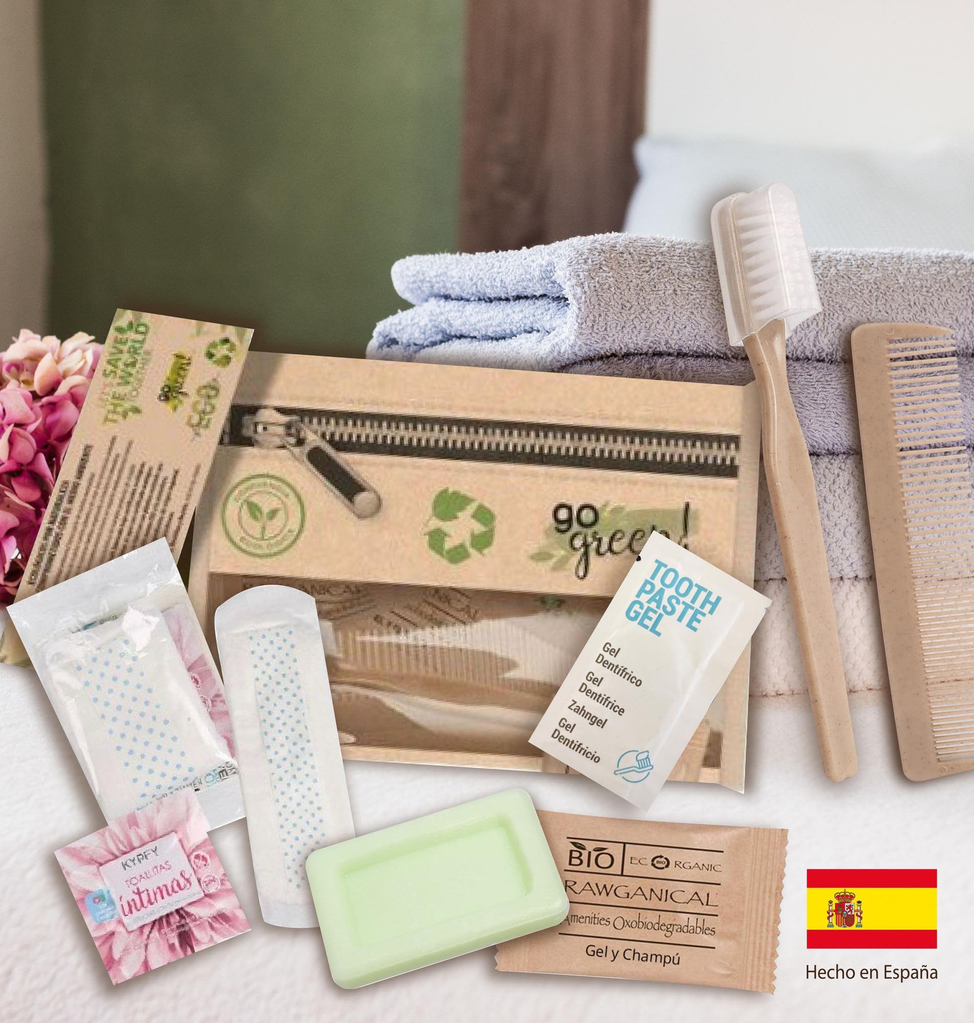 Confezione da 24 kit di igiene personale per donna in beauty case usa e getta - ideale per viaggi, palestra e uso quotidiano