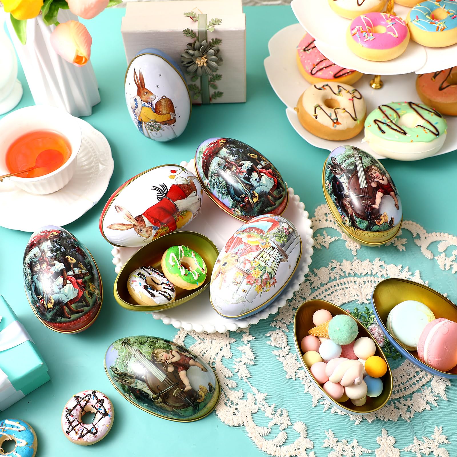 Latas De Galletas Con Tapas, Paquete De 3 Latas De Galletas De Navidad Con Cinta De Regalo De 16 5 Pies Recipientes Festivos De Galletas Para