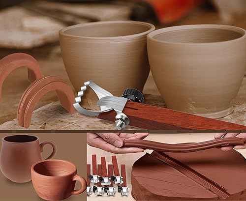 Miniatura 6 de GEOCCI 10 piezas de herramientas de fabricación de mango de cerámica, herramientas de tallado de cerámica, raspador de escultura, herramienta