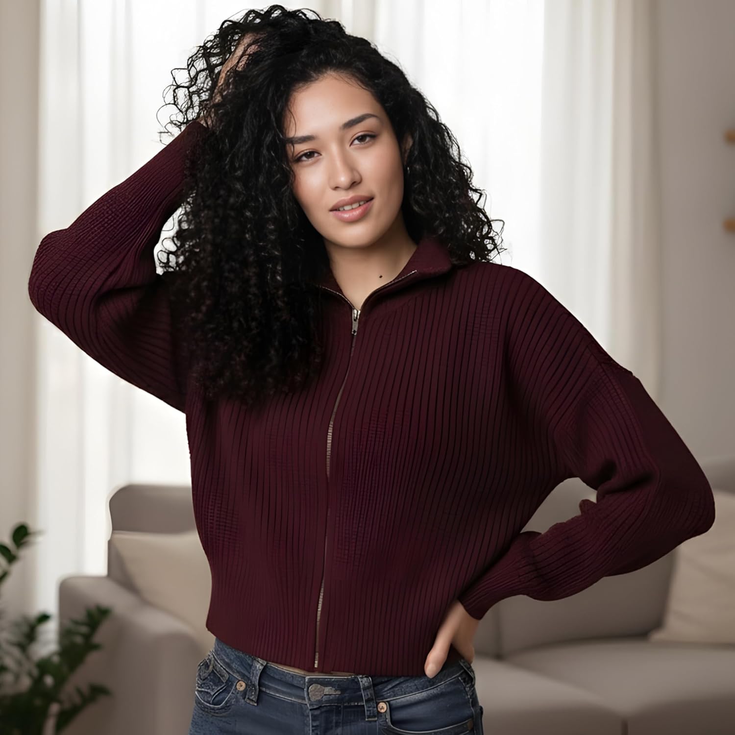 Long Sleeve Cardigan Women Zip up Sweater | Easy to Style Womens Soft Knit Lightweight Cardigan Sweaters - Image 6