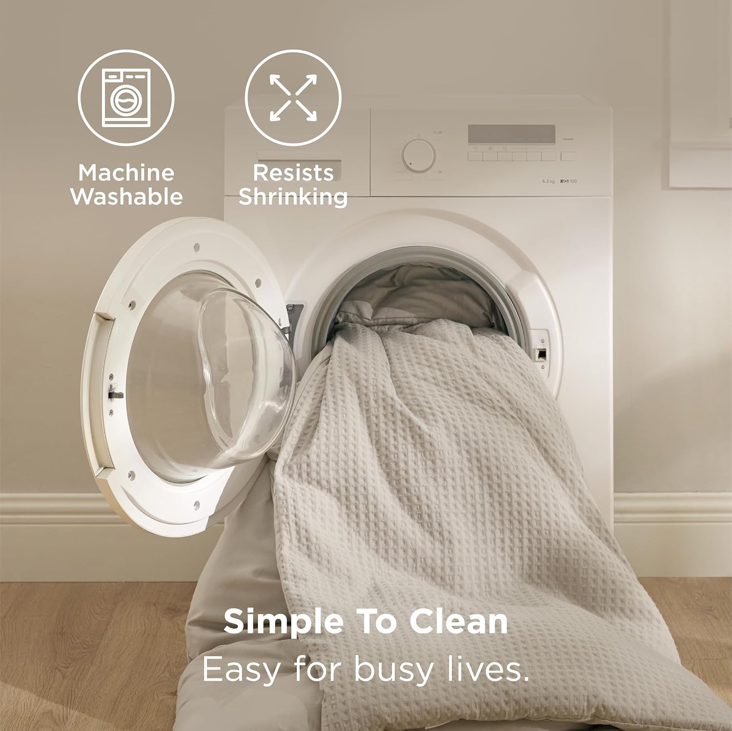 Bedsure Waffle Comforter Set Twin, Soft and Breathable Linen Bedding Comforter Set, 2 Pieces, 1 Waffle Weave Comforter (68"x88") and 1 Pillowcase (20"x26") - Image 6