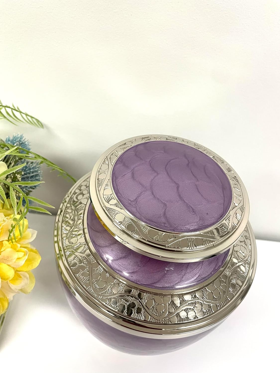 Orchid Pearl Adult Cremation Urn - Momentful Life - Purple and Silver Cremation Urn (Not Custom Engraved)