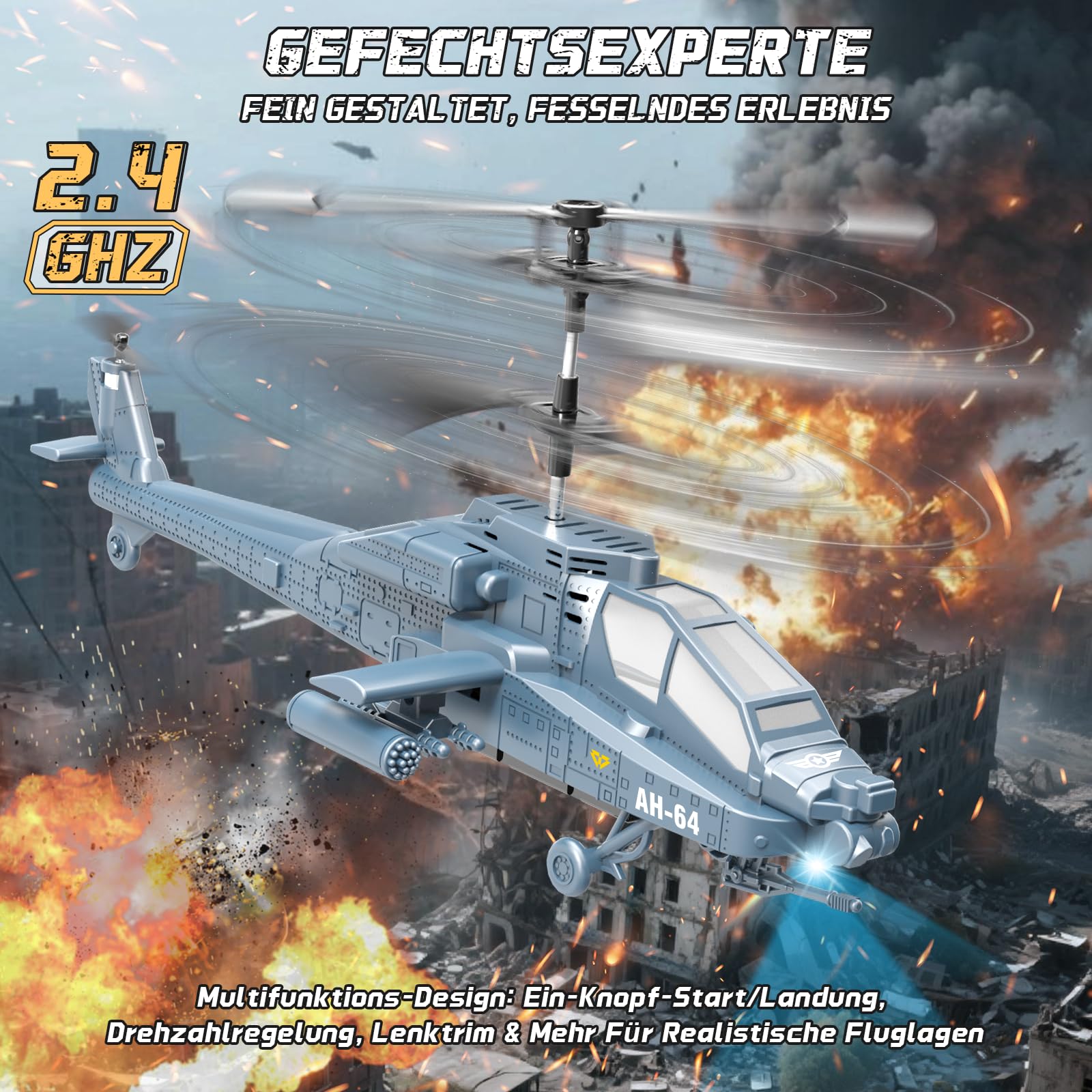 Charmofun Hubschrauber Ferngesteuert, 2.4Ghz RC Helikopter mit Licht und 3 Akkus, 40 Minuten Flugzeit, 3.5 Kanäle Helikopter Ferngesteuert mit Höhenhaltefunktion, Geschenke für Kinder ab 8 Jahre(Blau)