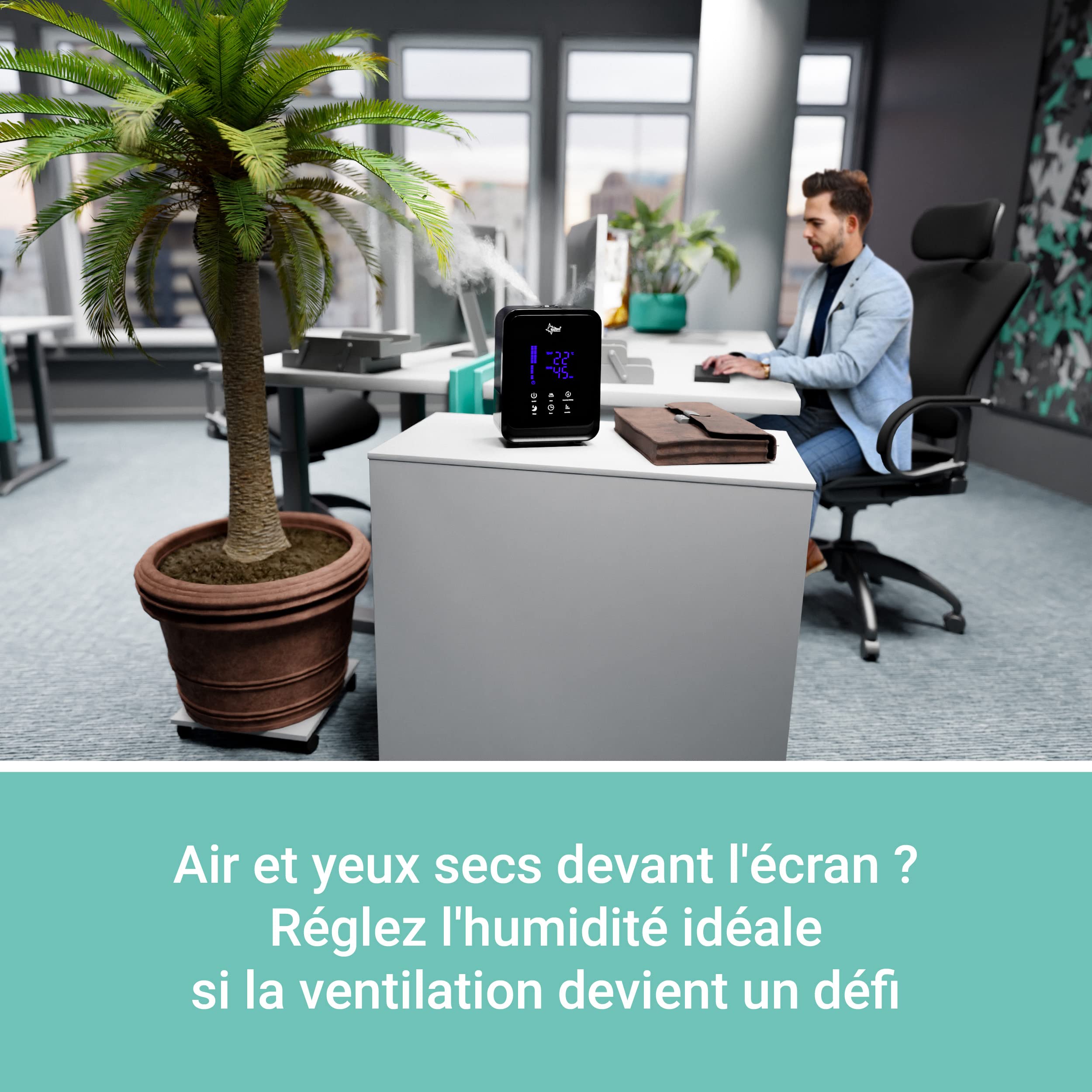 SUNTEC Humidificateur à Ultrasons Monsun 6000 Noir Silencieux | Diffuseur d'Arômes Avec Réservoir d'eau de 4,5 l | Nébuliseur avec 3 niveaux de Brume, minuterie et ioniseur
