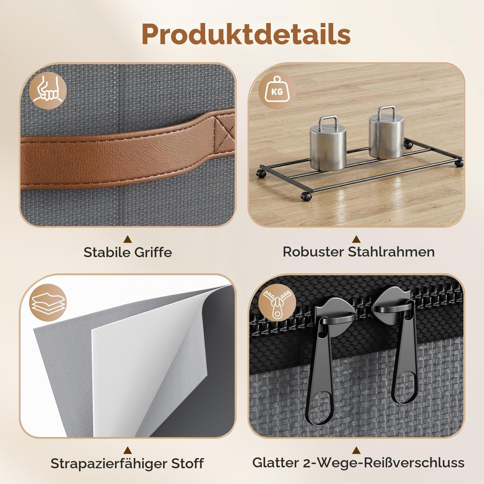2 Stück Unterbett Aufbewahrungsbox mit Rollen 72L, Unterbettkommode mit PVC Deckeln & 3 Griffe & Etikett, 78×42×17-26cm Unterbett Aufbewahrung mit Rollen 360° Drehung für Kleidung Schuhe Decken