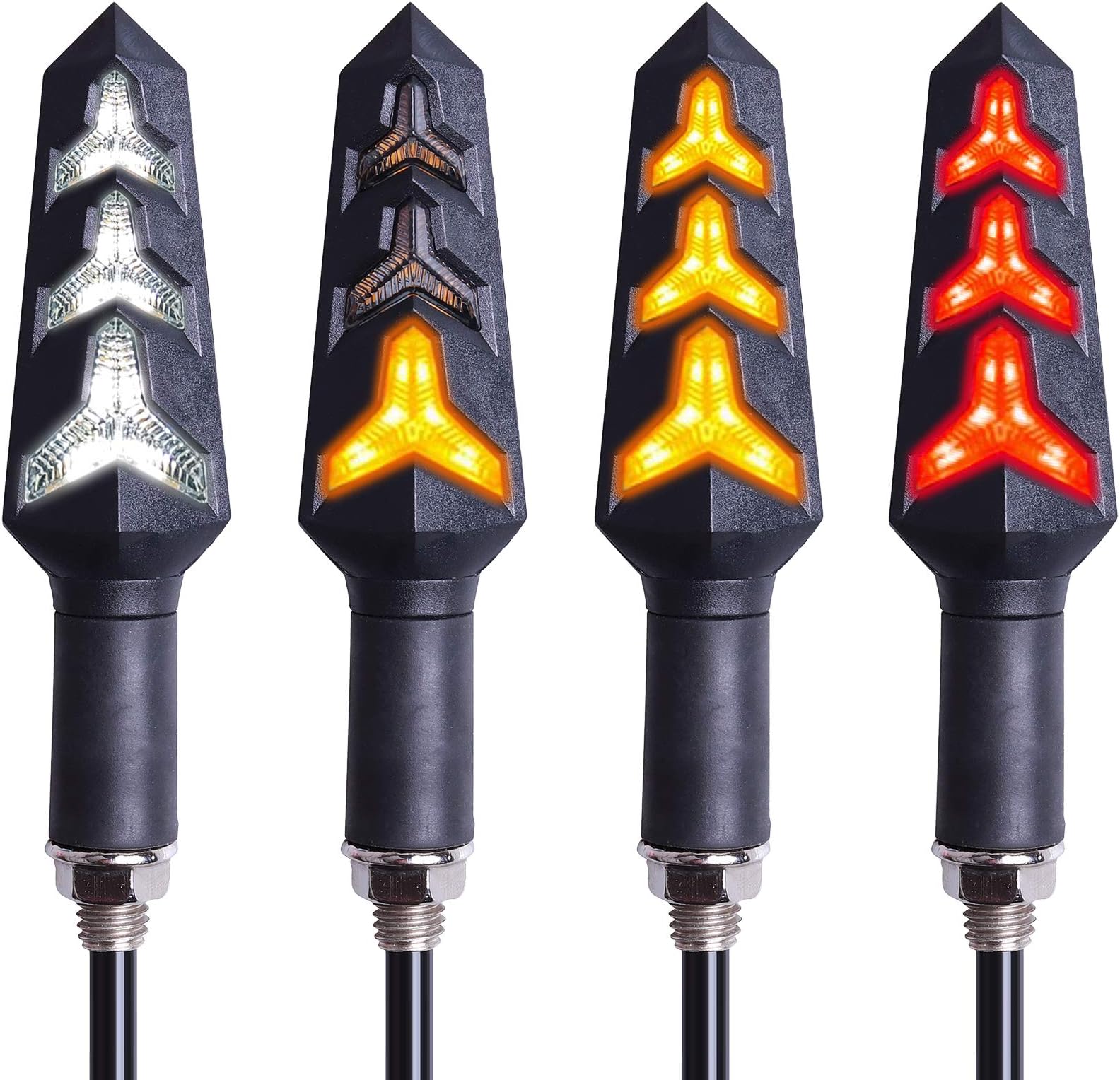 [New Version] 4PCS Motorcycle Indicators Flowing Turn Signal Lights Motorbike Turning Indicators Daytime Running Lights Brake Lights 12V for Motorcycle Motorbike