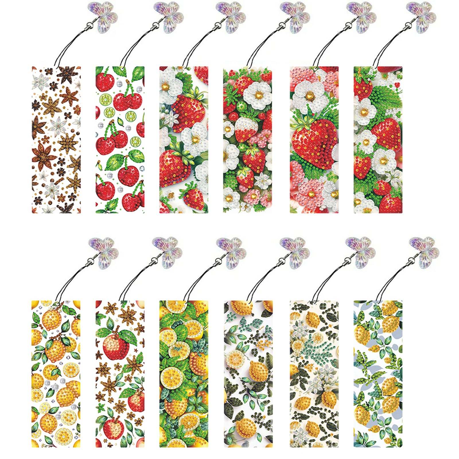12 PCS Diamond Art Painting Bookmarks, 5D DIY Special Shaped Diamond Art Bookmarks with Tassels Rhinestone Bookmark Kits Rhinestone for Book Lovers Beginners & Adults Kids