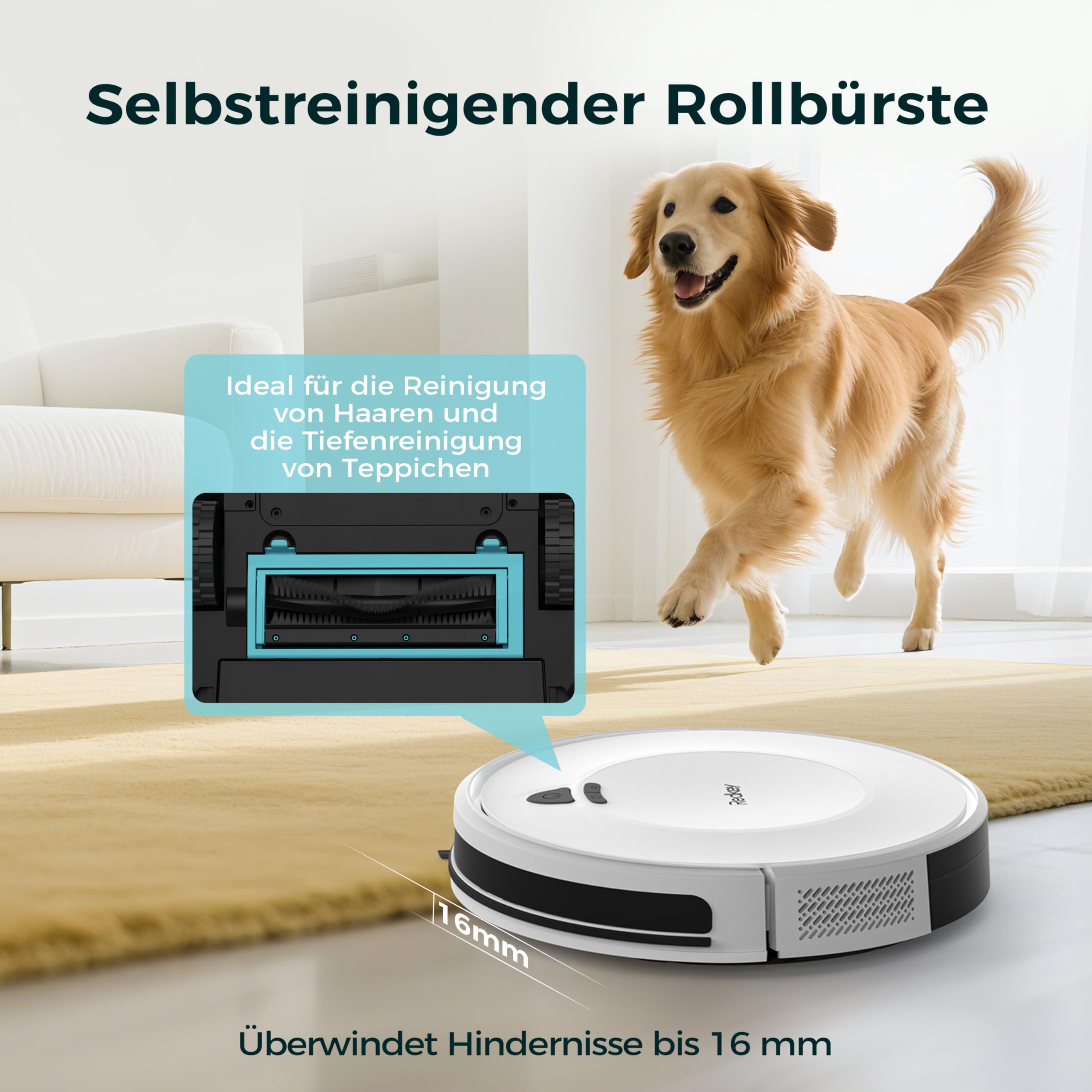 Redkey E6 robot odkurzający o sile ssącej 3800 Pa, dynamiczna nawigacja, czas pracy do 140 min, odkurzacz automatyczny ze stacją ładującą, pilotem zdalnego sterowania i aplikacją, idealny do sierści