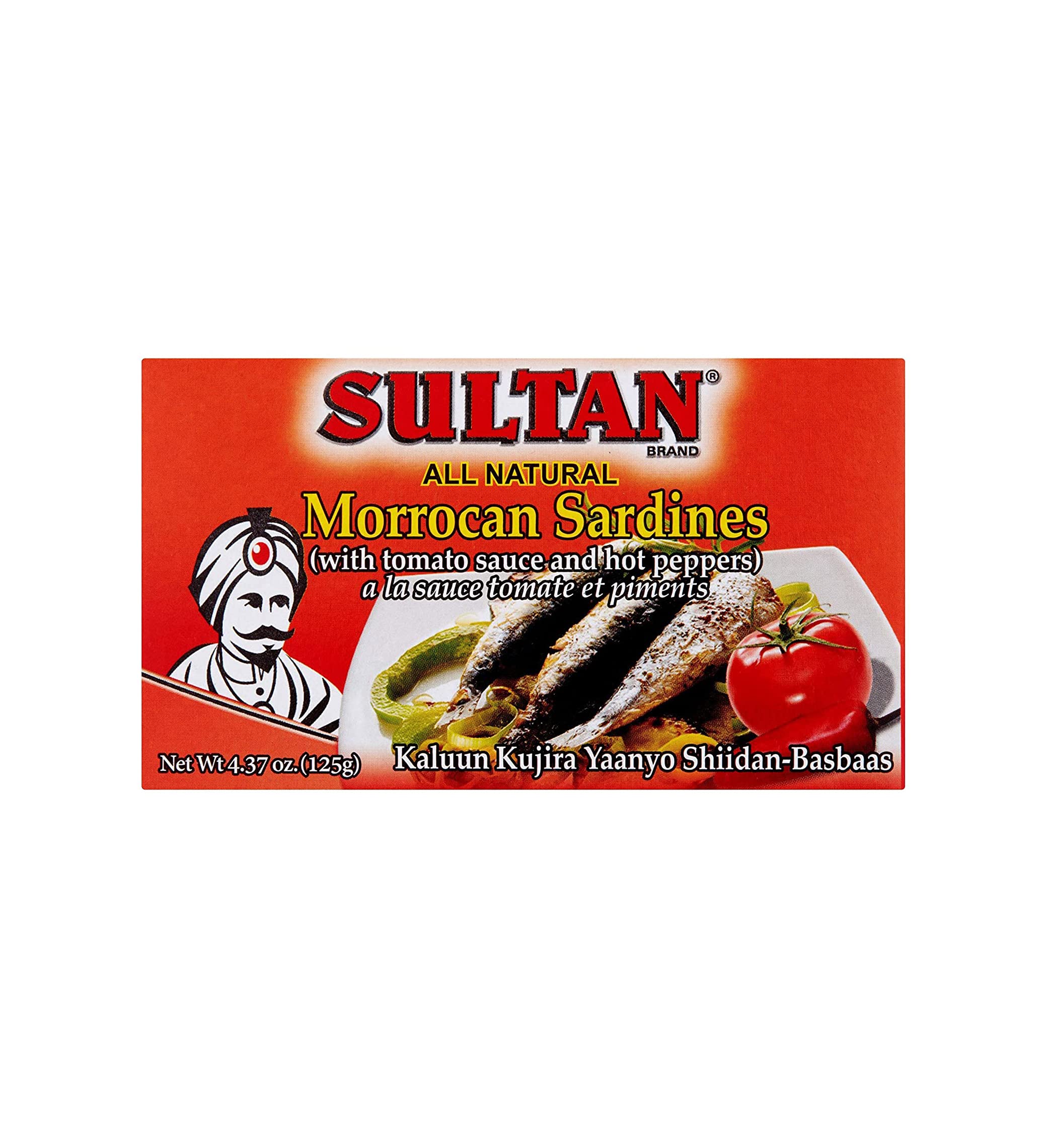 SultanMoroccan Season Sardines in Tomato Sauce, High Protein, No Additives, No Preservatives, Paleo, Carnivore, Keto Friendly, Zero Carb, Sealed Freshness, 4.37oz (Pack of 10)