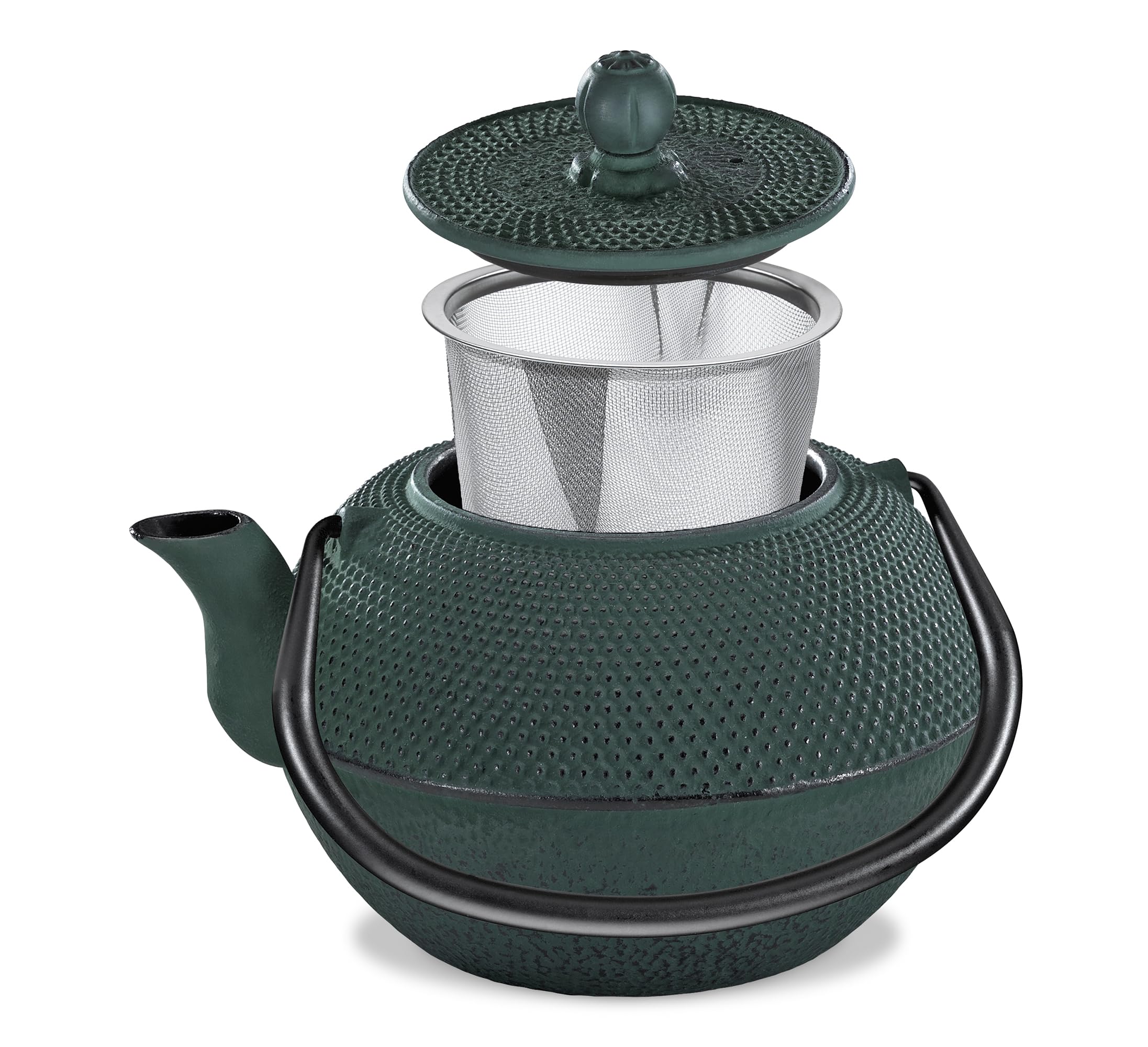 KÜCHENPROFI Tetera YASMIN de TEA, verde, hierro fundido esmaltado, 800 ml (6 tazas), filtro de acero inoxidable integrado, tetera asiática de hierro fundido