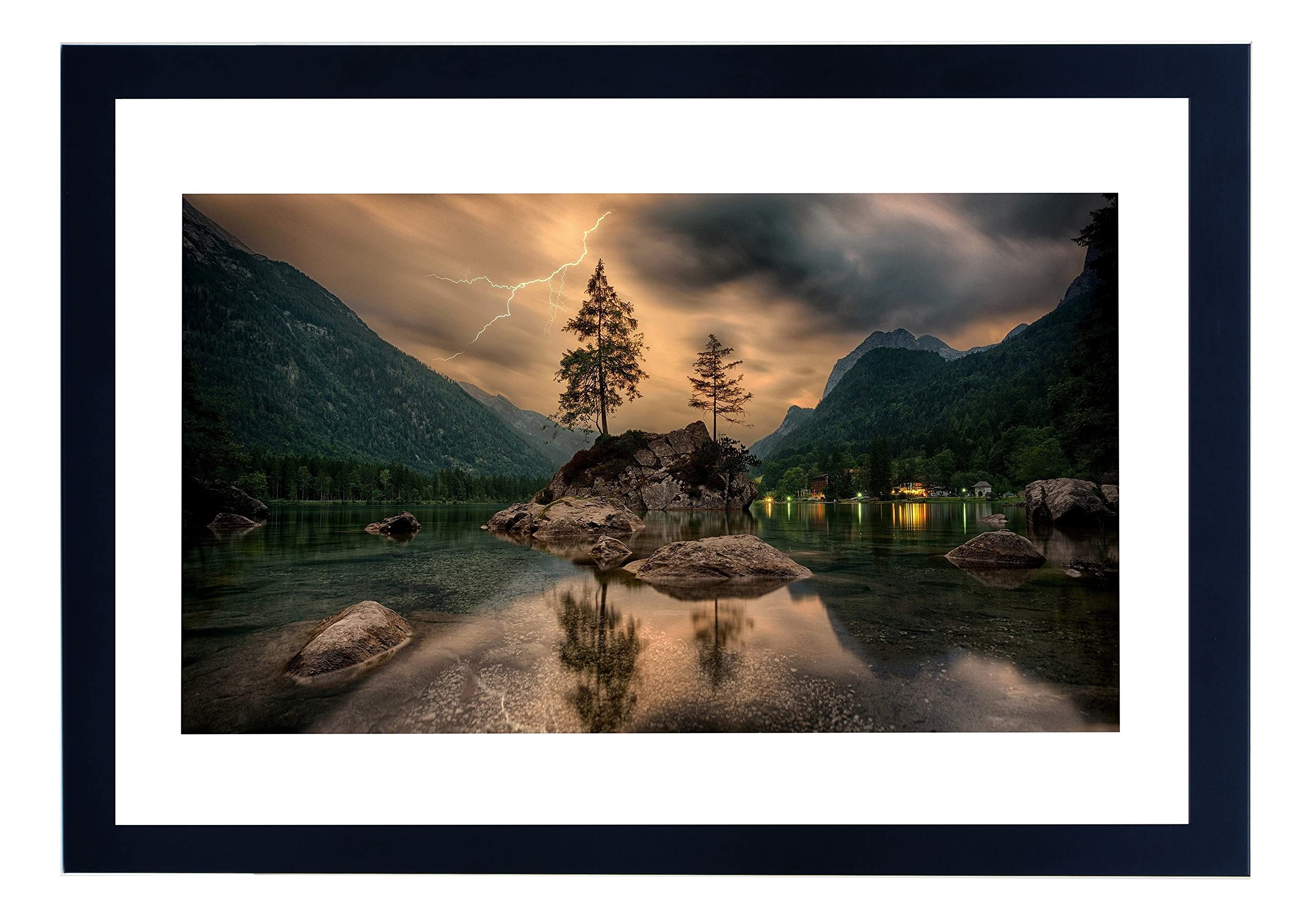 Ramka na zdjęcia czarna ze szkłem antyrefleksyjnym - rozmiar obrazu 90 x 120 cm - szerokość listwy 30 mm