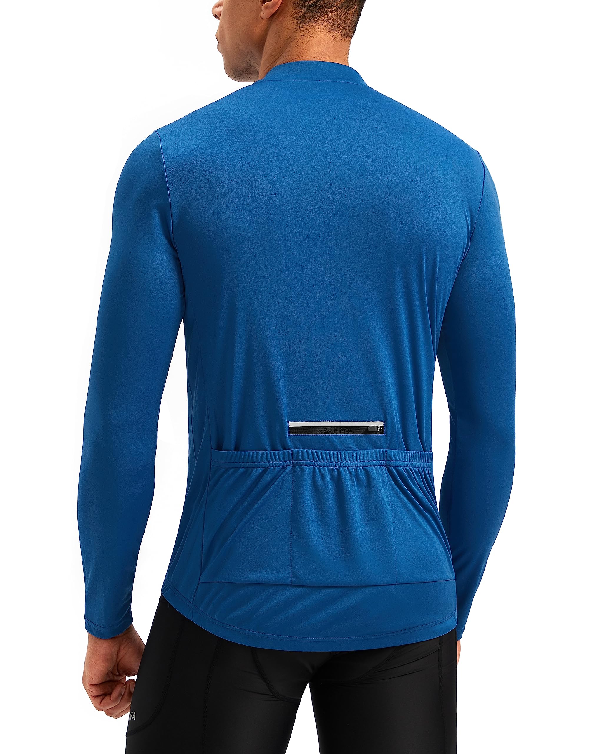 Bikewa Men's Cycling Jersey with 3+1 Rear Zipper Pockets Long Sleeve Moisture Wicking UPF 50+ Half Zip Riding Bike Shirts