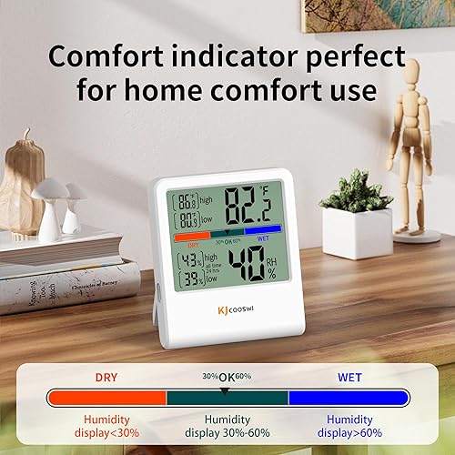 Miniatura 3 de Termómetro digital higrómetro, termómetro de pared interior para interiores con alta precisión, adecuado para invernadero, hogar y oficina, batería