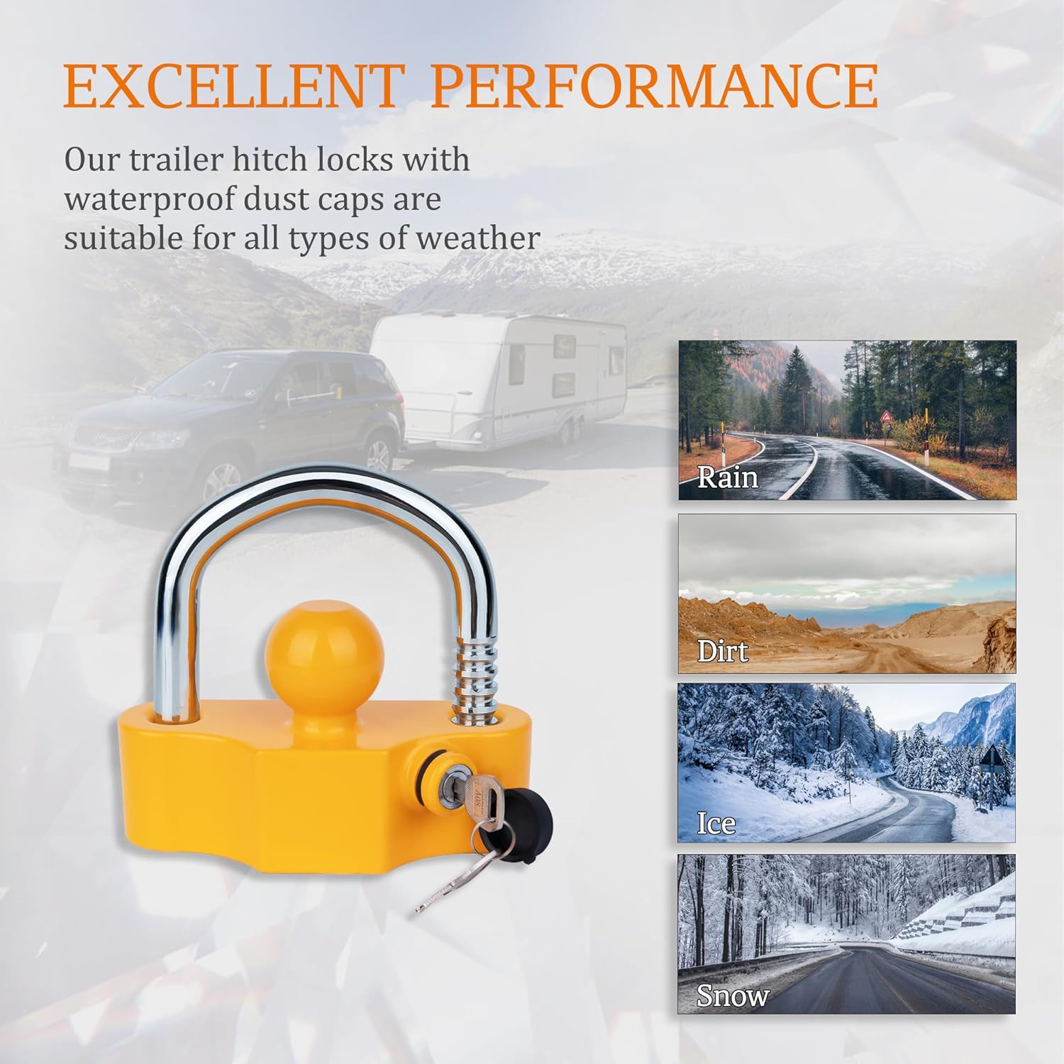 Hitch Tightener Anti Rattle Stabilizer for 2.5" and Universal Trailer Coupler Ball Lock Yellow