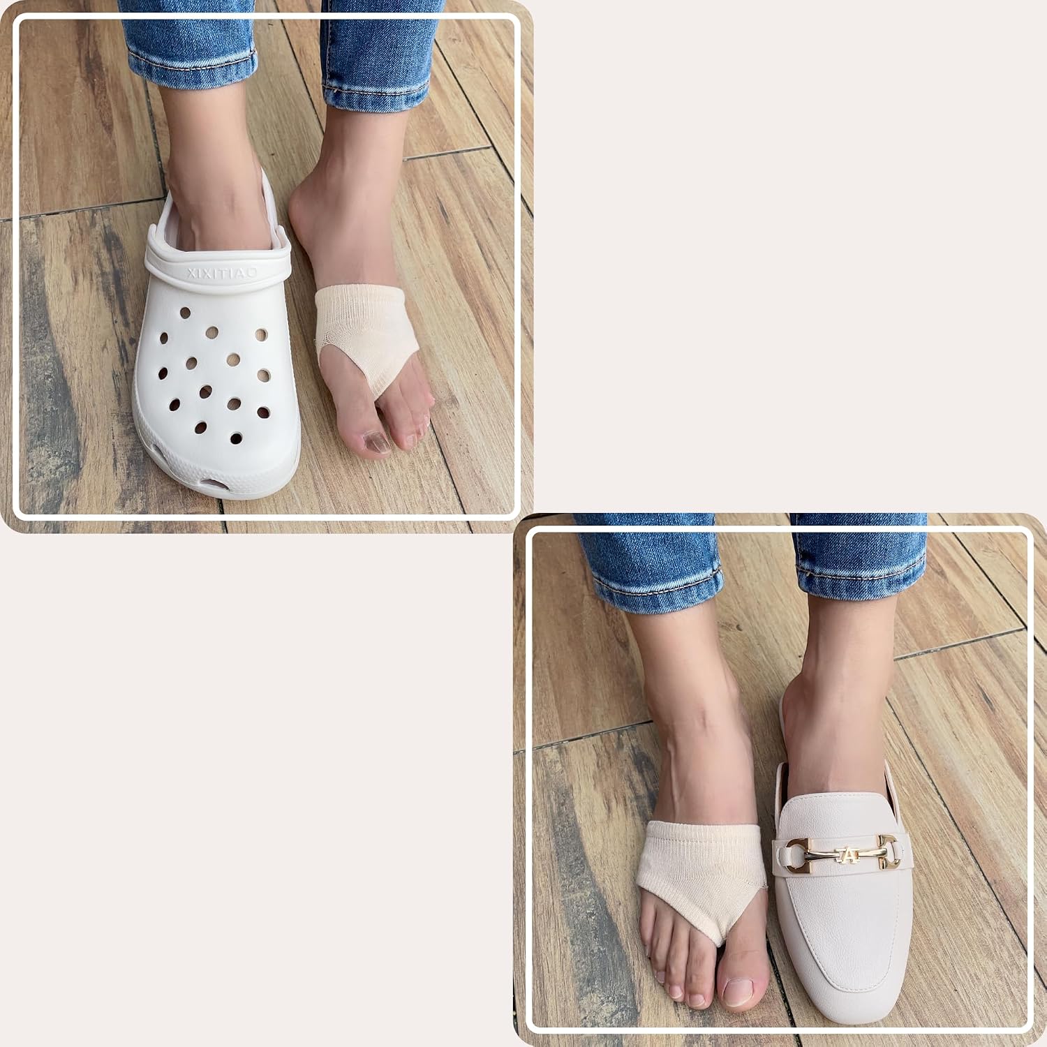 DUNKOING Womens Open Toe Half Socks Peep Toe Topper Sock for Sandal Mule Flip Flop Clogs Forefoot Liner Socks 5-9