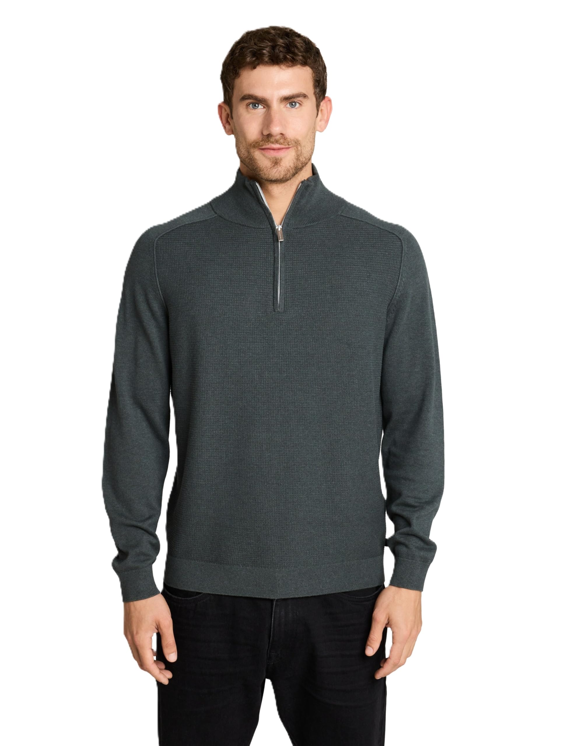 TOM TAILOR Herren Troyer Strickpullover