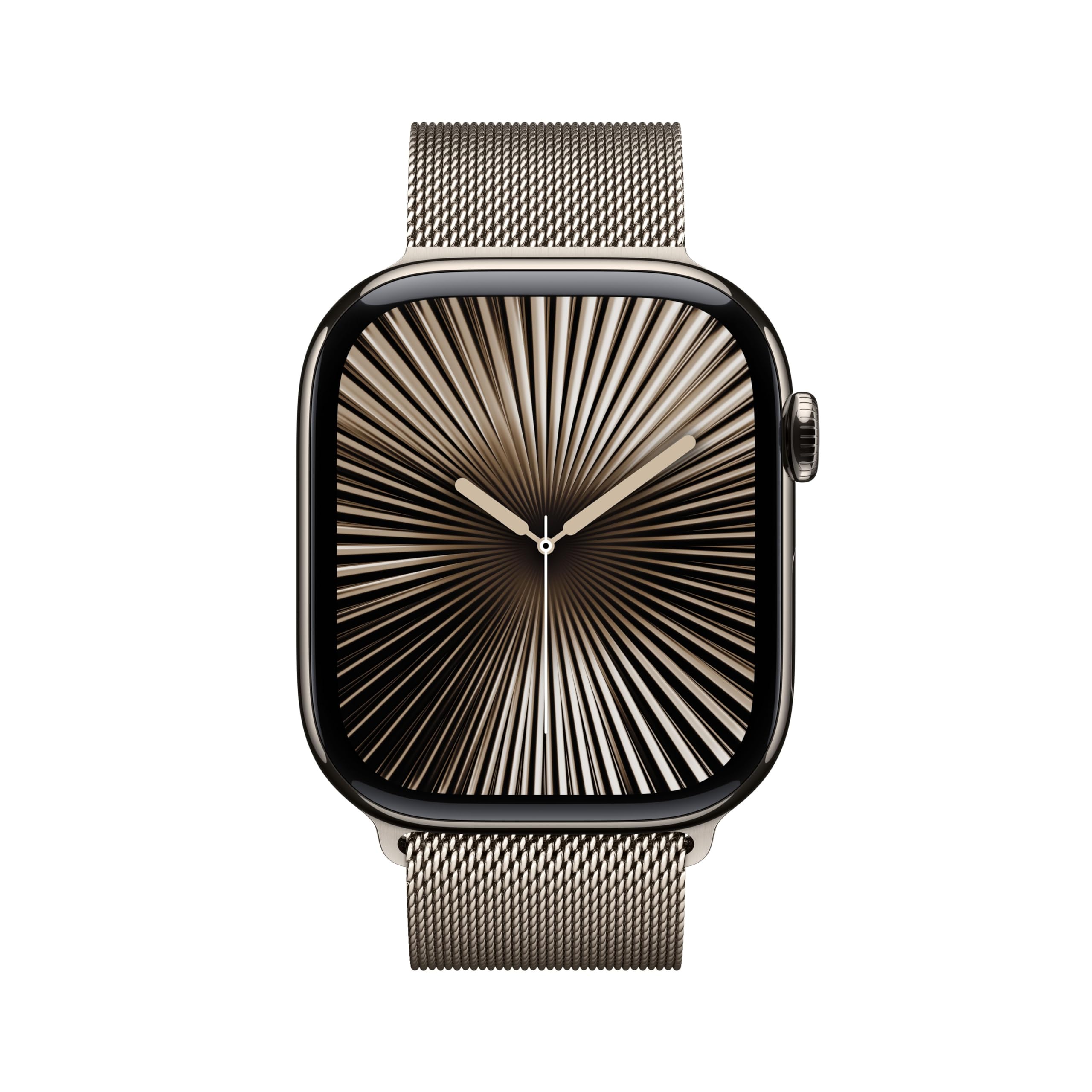 Apple Watch Series 10 GPS + Cellular 46 mm Smartwatch con cassa in titanio color Naturale e cinturino Sport Loop Naturale - S/M. Fitness tracker, app ECG, display Retina always-on, Carbon Neutral