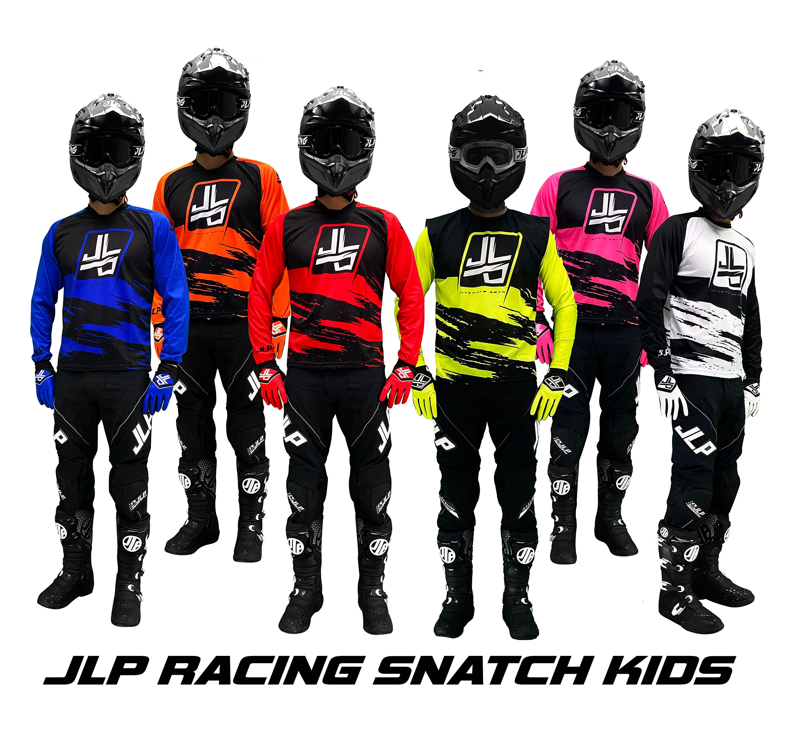 JLP RACING Tenue Enfant Pantalon Maillot Gants Moto Cross Quad Enduro VTT BMX MTB Taille Enfant 8 9 Ans Snatch Bleu L