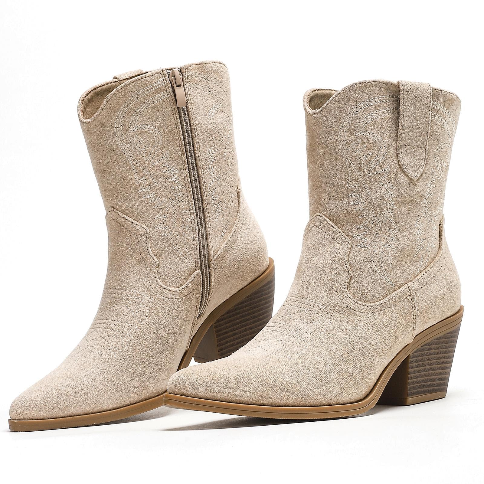 Putu Damen Stiefeletten Western Boots mit Stickerei Absatz 36-42