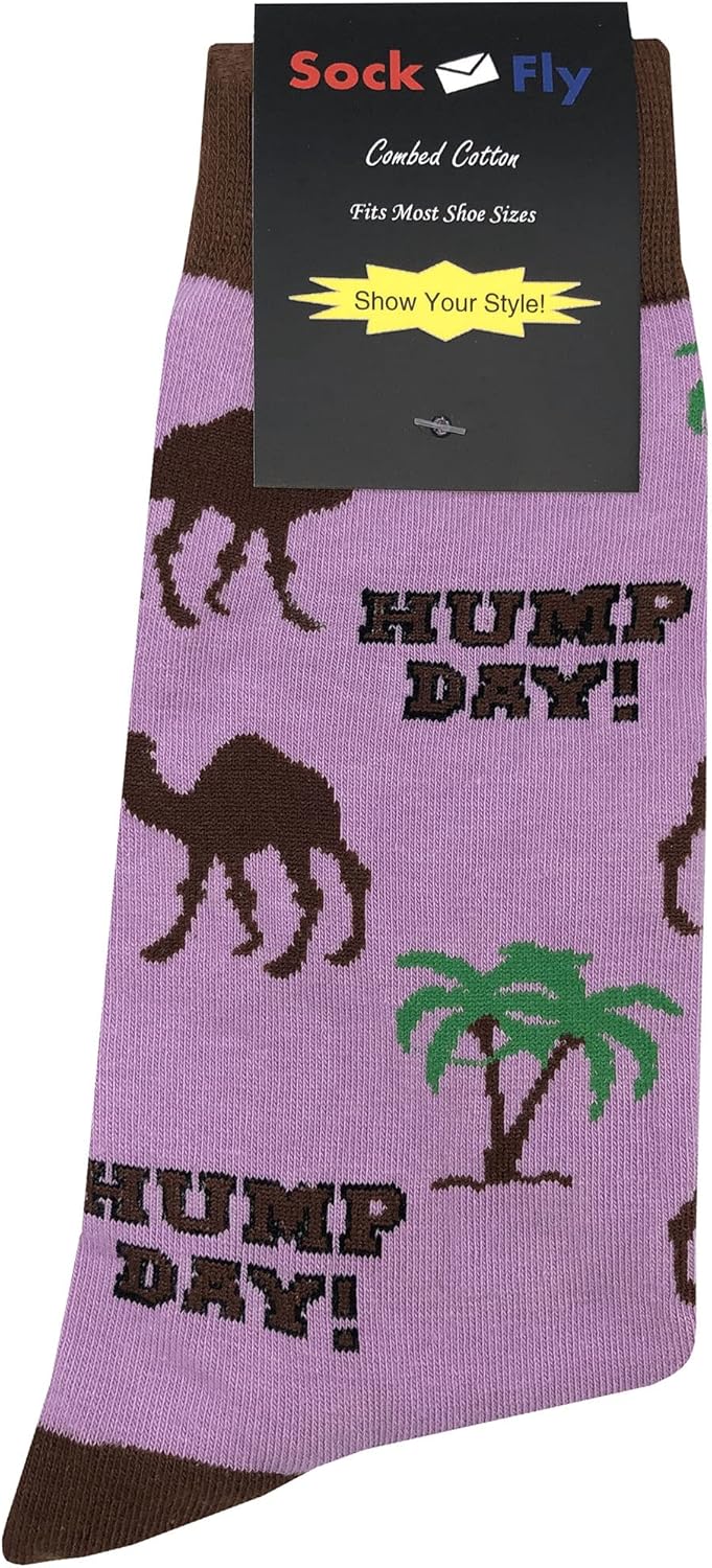 Hump Day Dress Socks Funny Novelty Crazy Fun Design Men Size 8-12 Cotton Casual Crew Colorful Funky Gift for Men - Image 4