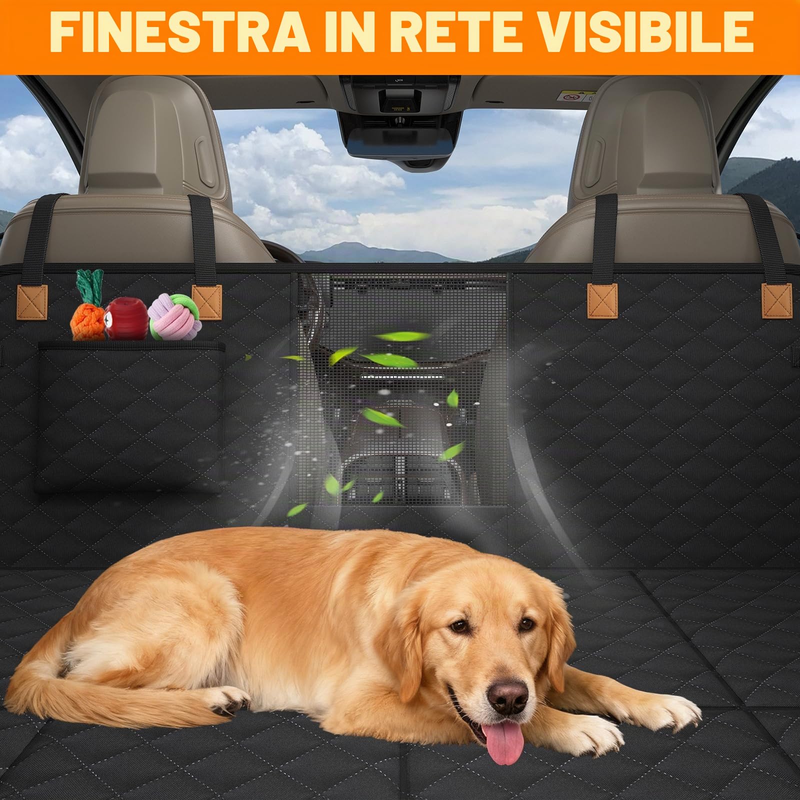 Telo Auto Per Cani Con Fondo Rigido, Coprisedile Auto Per Cani Impermeabile E Antigraffio, Removibile E Lavabile, Telo Cane Auto Sedili Posteriori Adatto Per Berline Familiari, SUV (Nero)