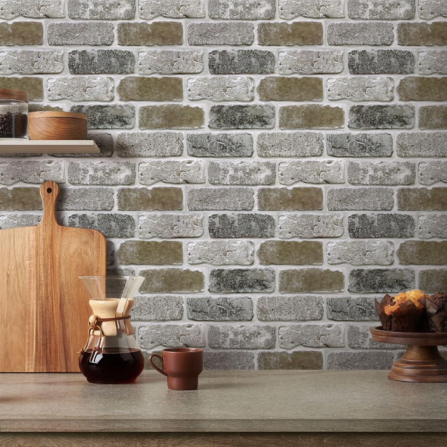 COMSTICKC Panele dekoracyjne na ściany - 10 sztuk 30x30 cm, samoprzylepne panele 3D z efektem cegły, ultralekkie PVC do wnętrz - salon, łazienka, kuchnia (Brązowy szary)