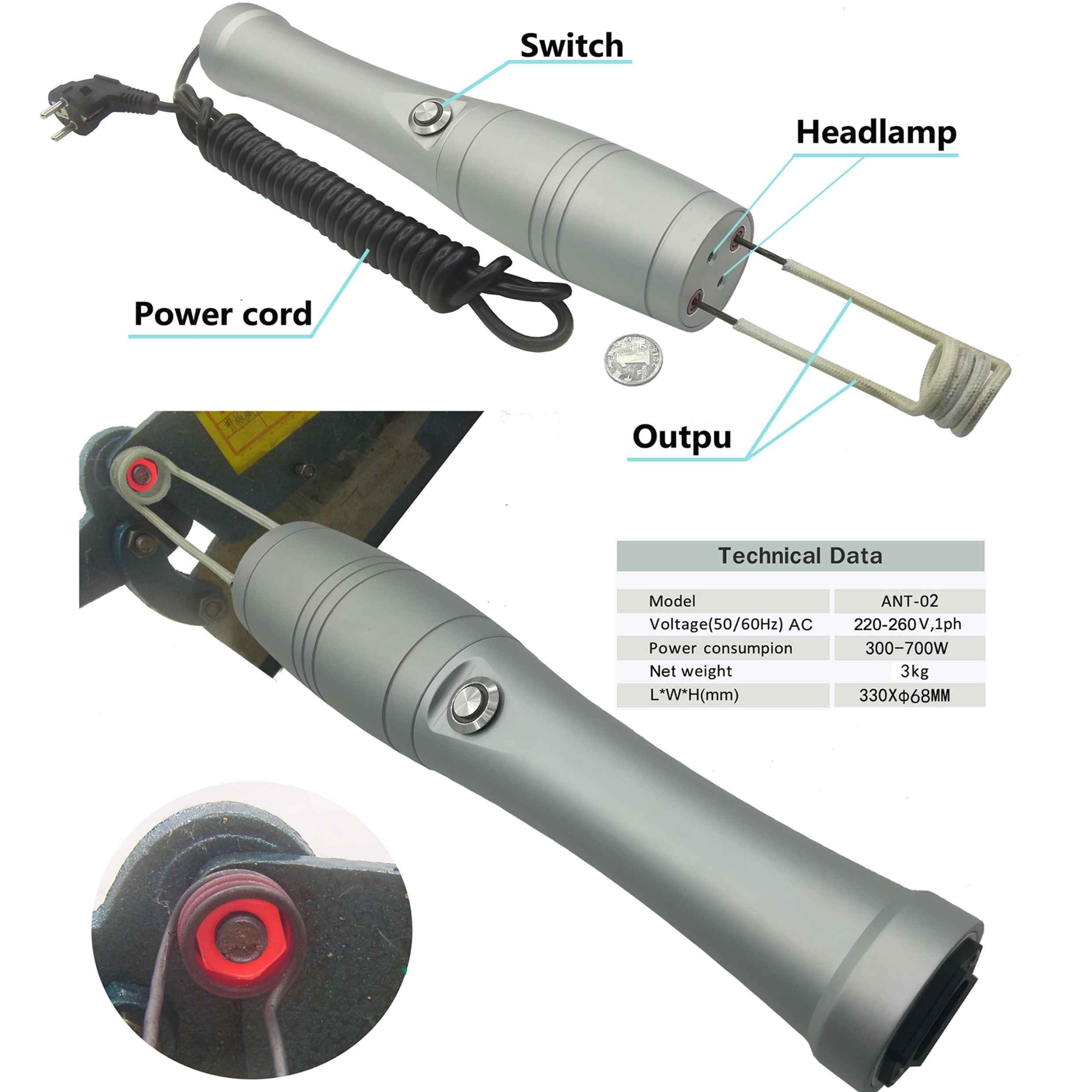 Chauffage à Induction Magnétique 1800W – 800°C – Retirez Vis & Pièces Rouillées Facilement