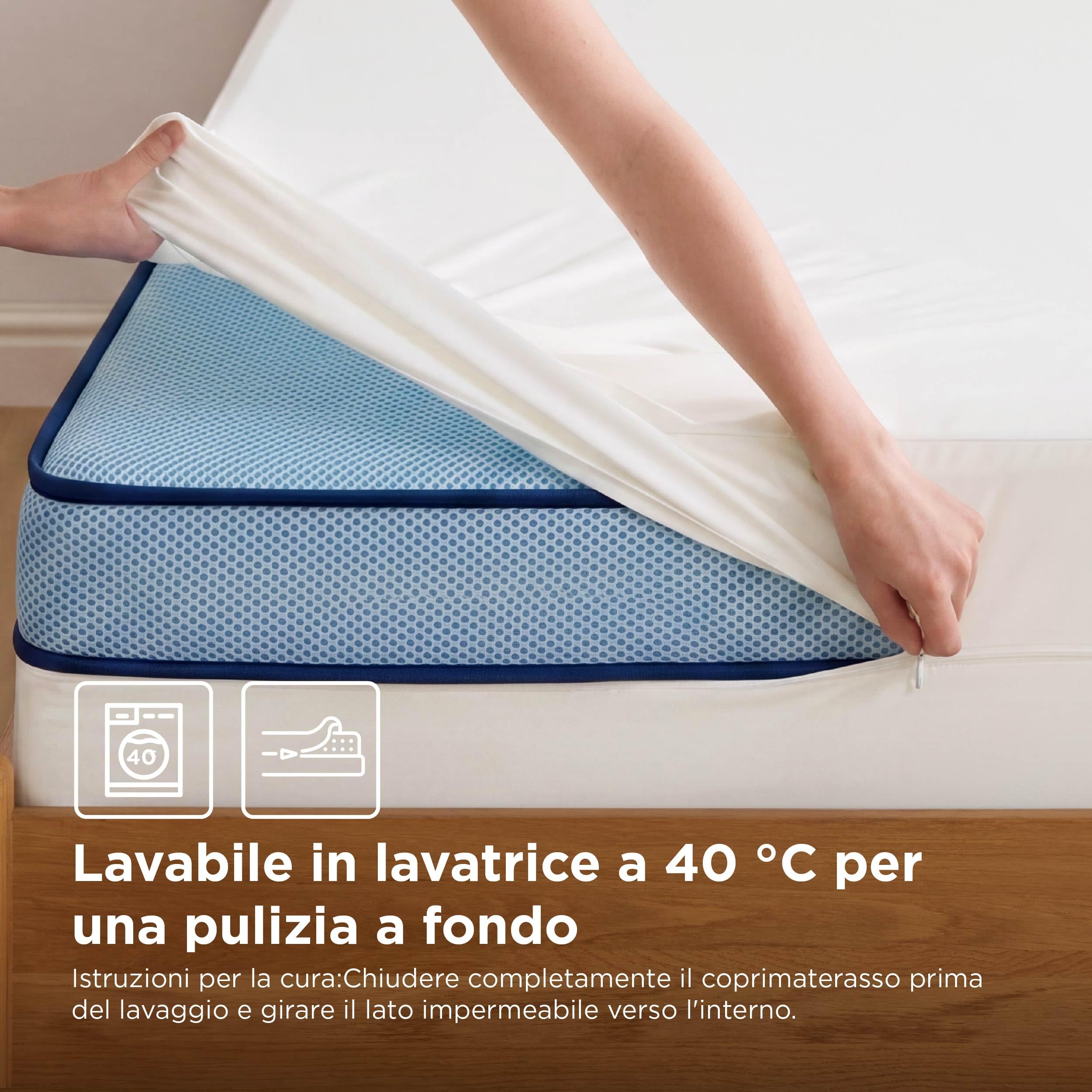 BEDSURE Coprimaterasso 160 x 190 x 30 cm - Protezione Anti Acari e Cimici | Traspirante, Antiscivolo, Lavabile 40°C, Certificato Oeko-Tex, Morbido con Cerniera