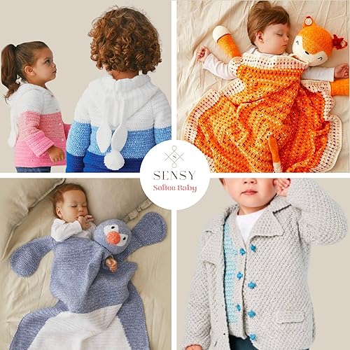 Miniatura 5 de Sensy Softee - Ovillo de lana para bebé, 3.5 onzas, 275 yardas, calibre 3 claro (lila)