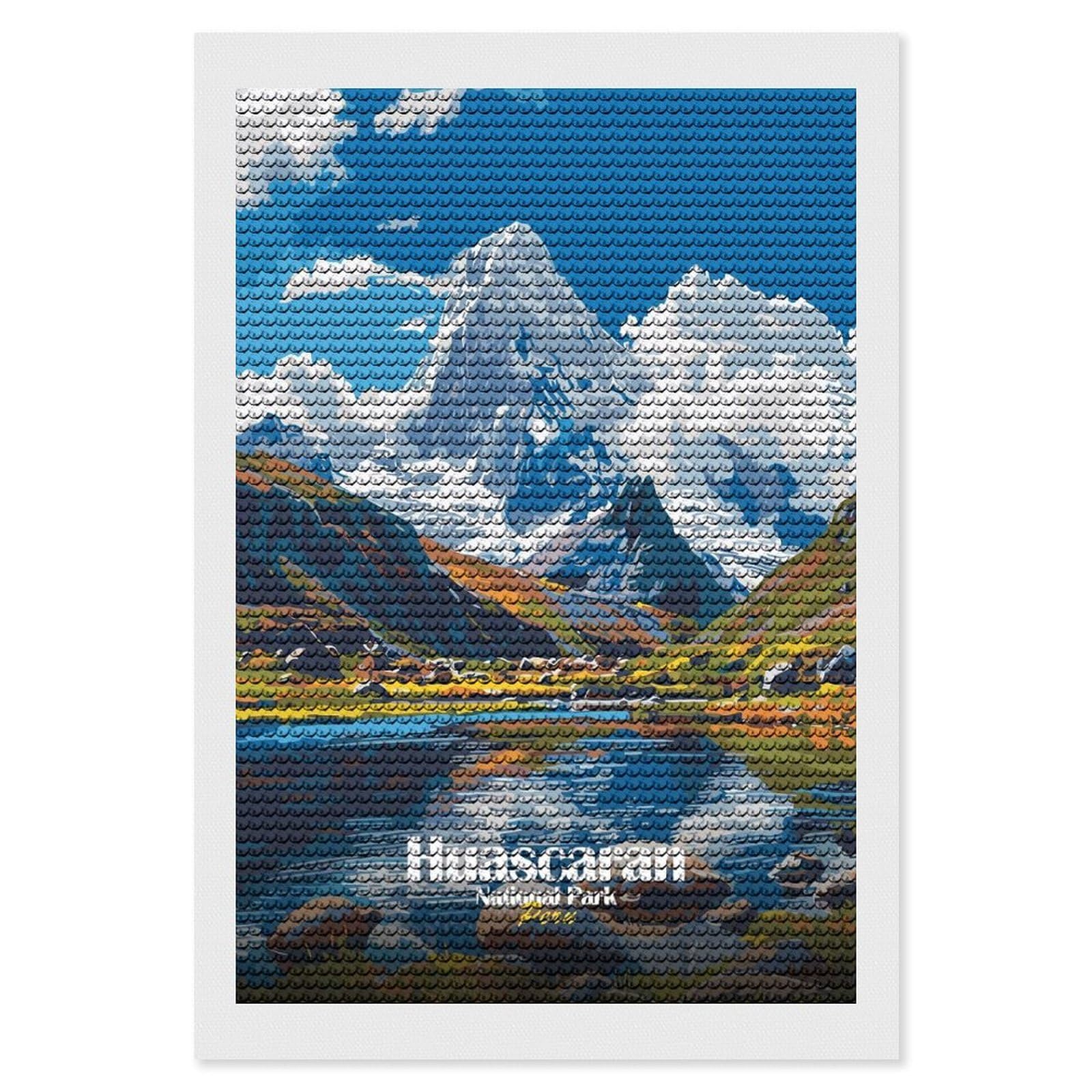 Junmoney Huascaran National Park Peru Landscape Diamond Art Canvas 8"x12", Decorate Your Room, Mindful Craft Activity, Cosy Home Accent, Thoughtful Handmade Gift